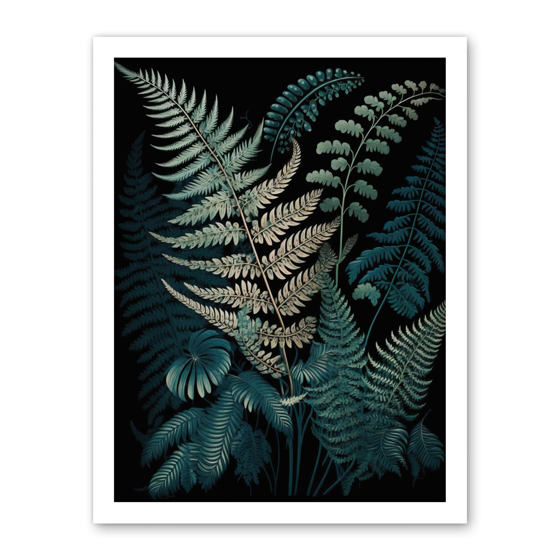 Artery8 Fern Frond Detailed Botanical Species Illustration Artwork Framed Wall Art Print 18X24 Inch