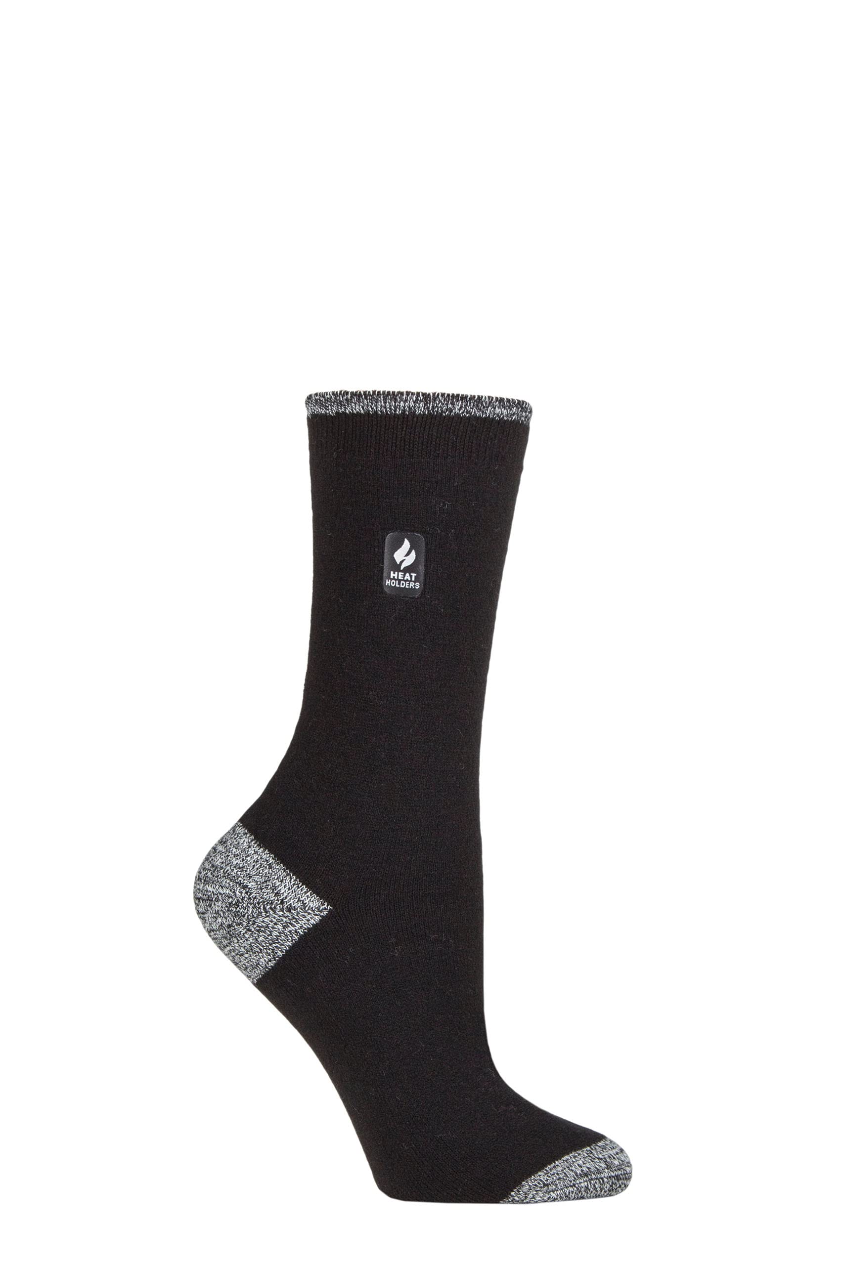 HEAT HOLDERS SOCKSHOP Ladies 1.0 TOG Ultralite Striped, Argyle & Patterned Socks Pack of 1 Oia Heel & Toe Black/White 4-8
