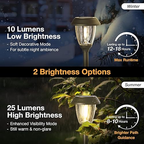 Miniatura 3 de XMCOSY+ Luces solares para exteriores 10/25 LM LED con 2 modos de iluminación, luces solares de jardín de vidrio y metal, IP65 impermeable