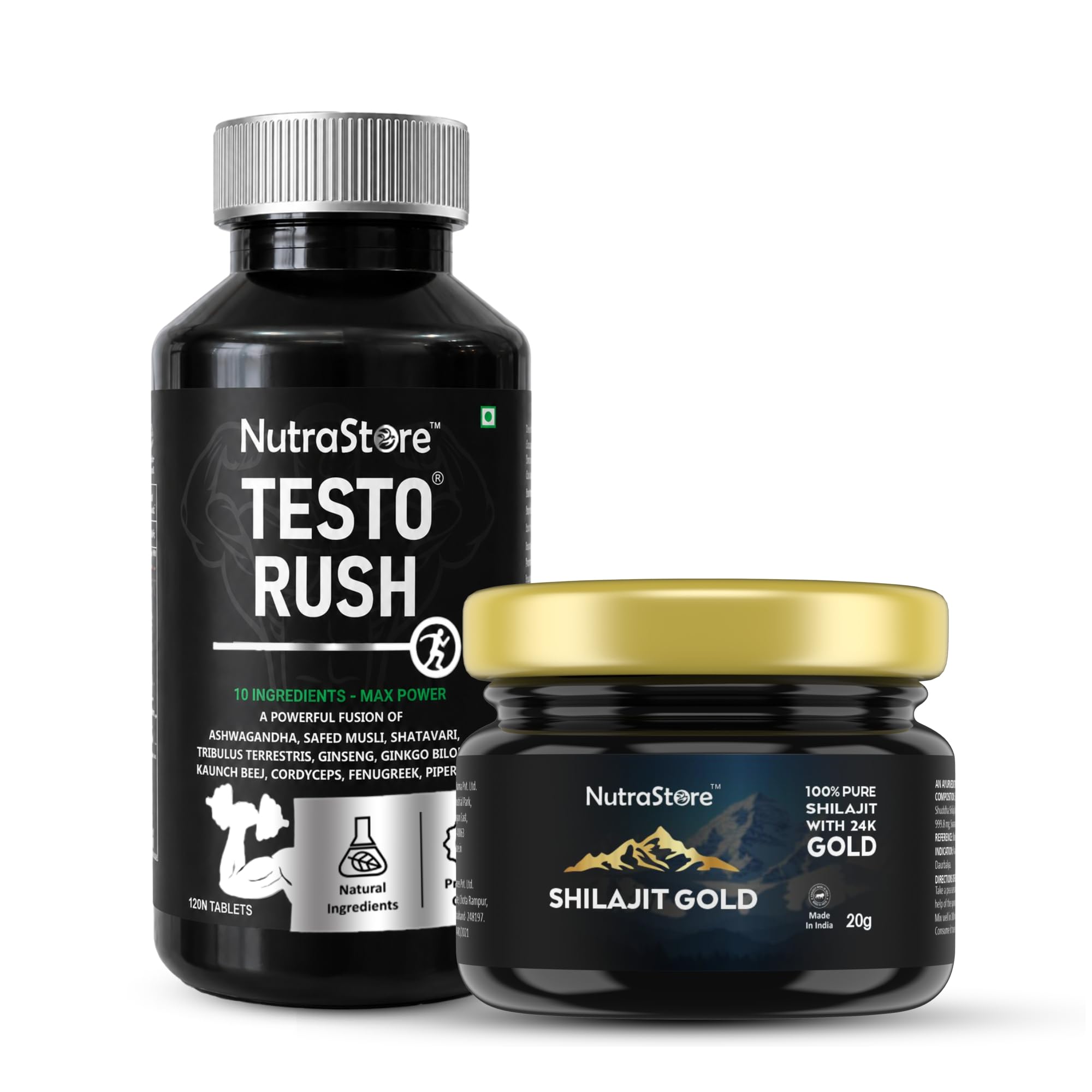 Shilajit Gold Resin 20 gm + NutraStore TestoRush 120-image-34