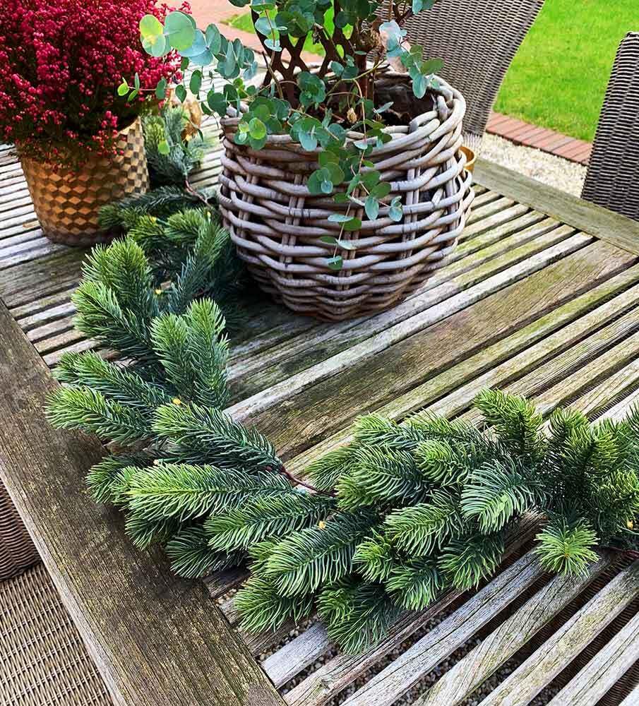 zeitzone Tannengirlande Naturgetreu LED Beleuchtet Weihnachtsgirlande Außenbereich Timer 180cm