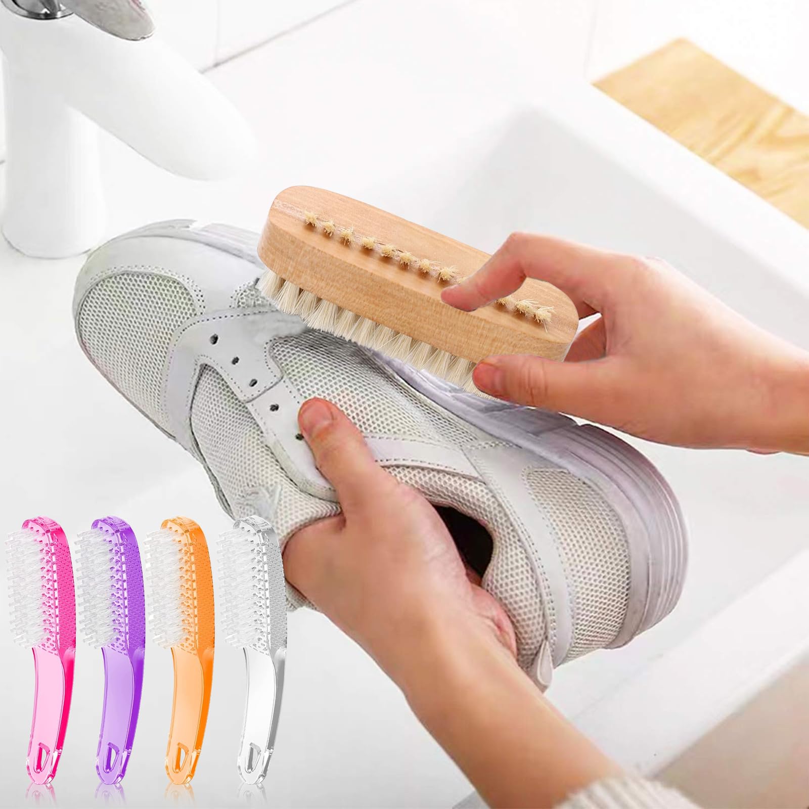 5Pcs Nail Cleaning Brush, Double-Sided Plastic Handle Nail Scrubbing Brush for Hands Toes, Nails - Image 4