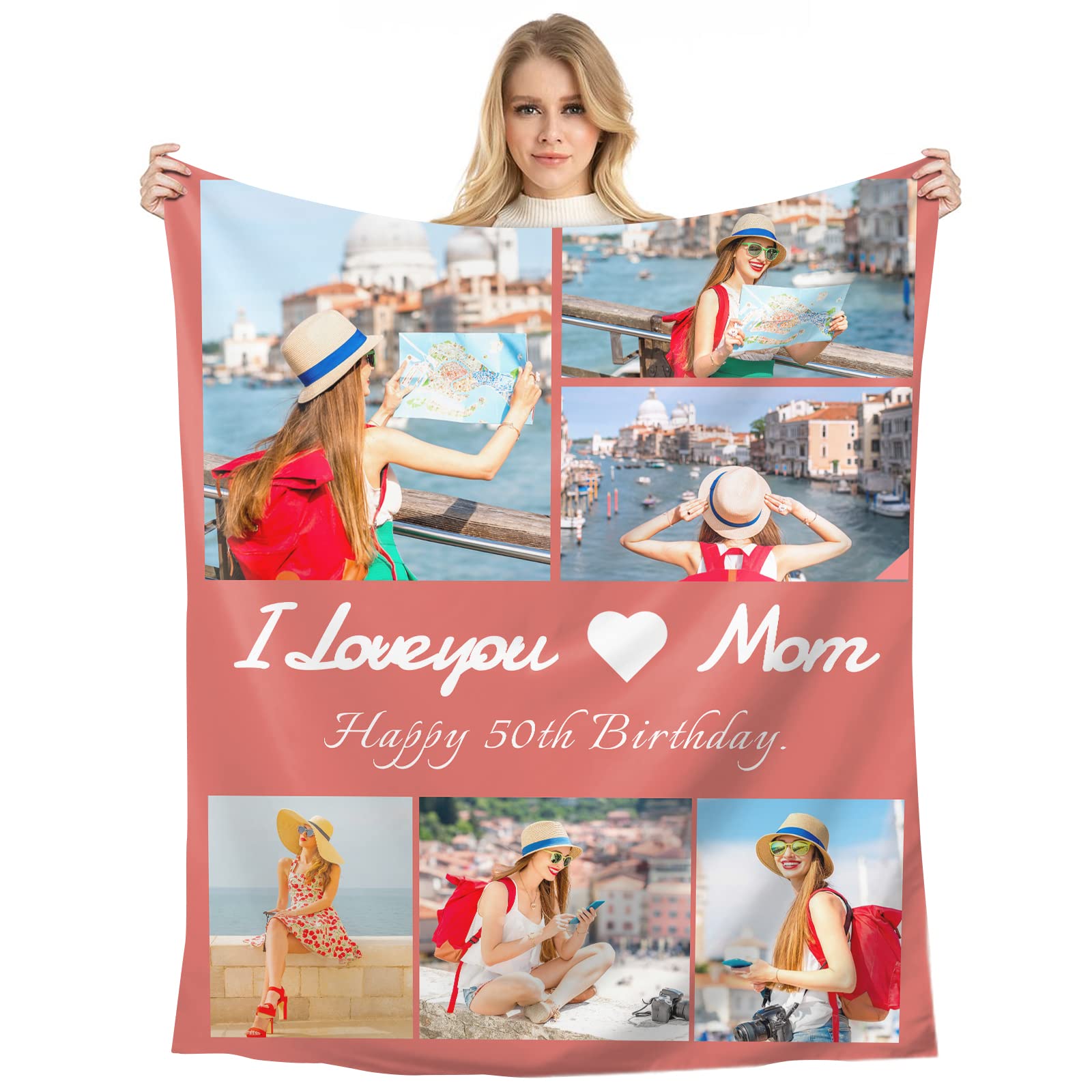 Couverture personnalisée photo et texte en flanelle douce pour lit et canapé