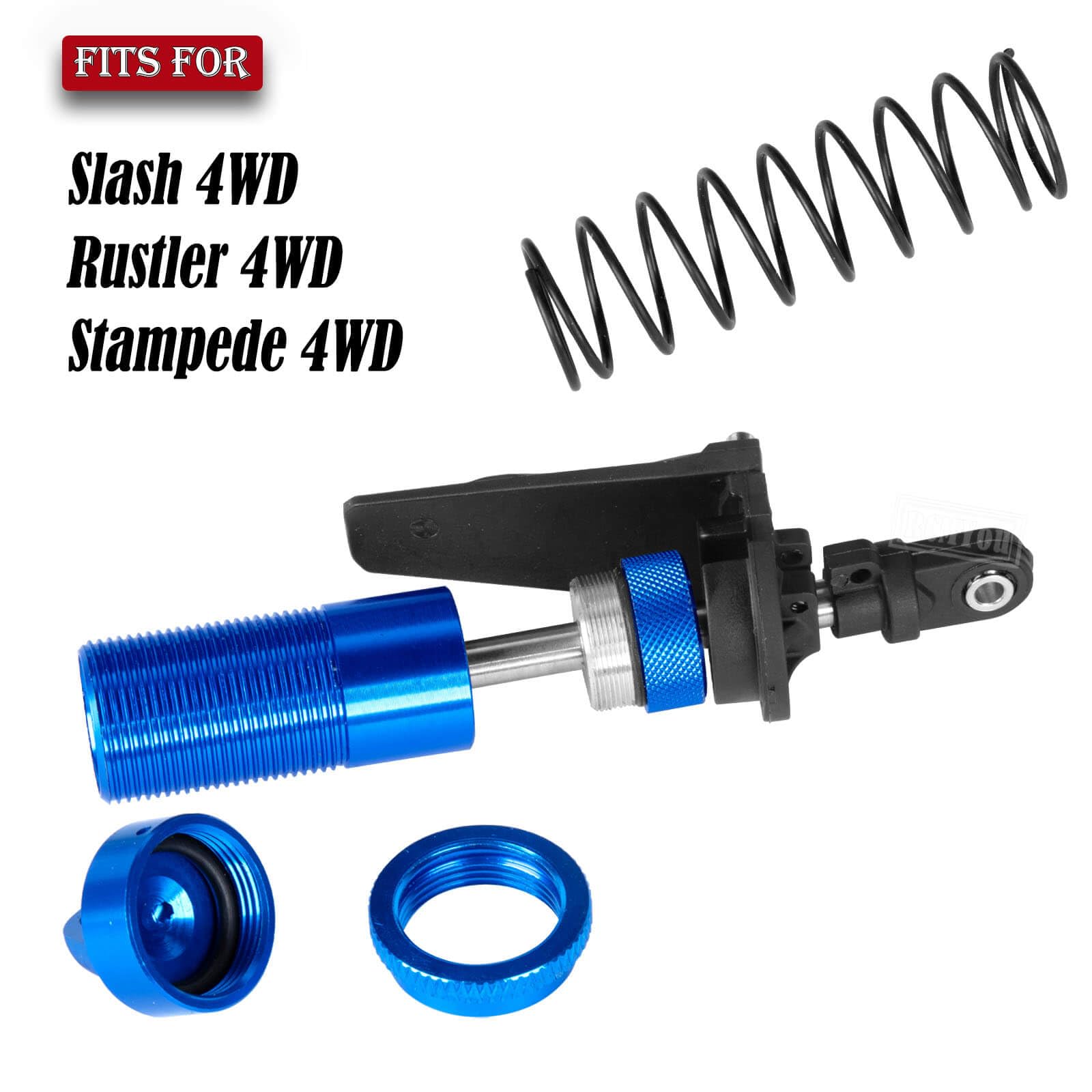 RCMYou Aluminum RC Shock Absorber Upgrades Part for 1/10 Slash/Stampede/Telluride 4WD 4X4,Alloy 4PCS Front Rear RC Shocks,Navy Blue