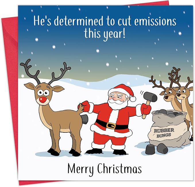 Twizler Weihnachtskarte "Merry Christmas" – Lustige Karte Mit Dickem Weihnachtsmann & Frechem Elf