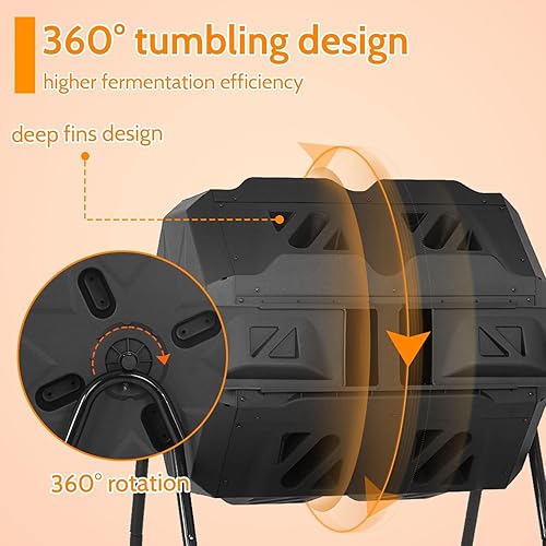 Miniatura 4 de Contenedor de compostaje de gran capacidad, 43 galones, contenedor de compostaje para uso al aire libre, con 2 puertas correderas y marco de acero