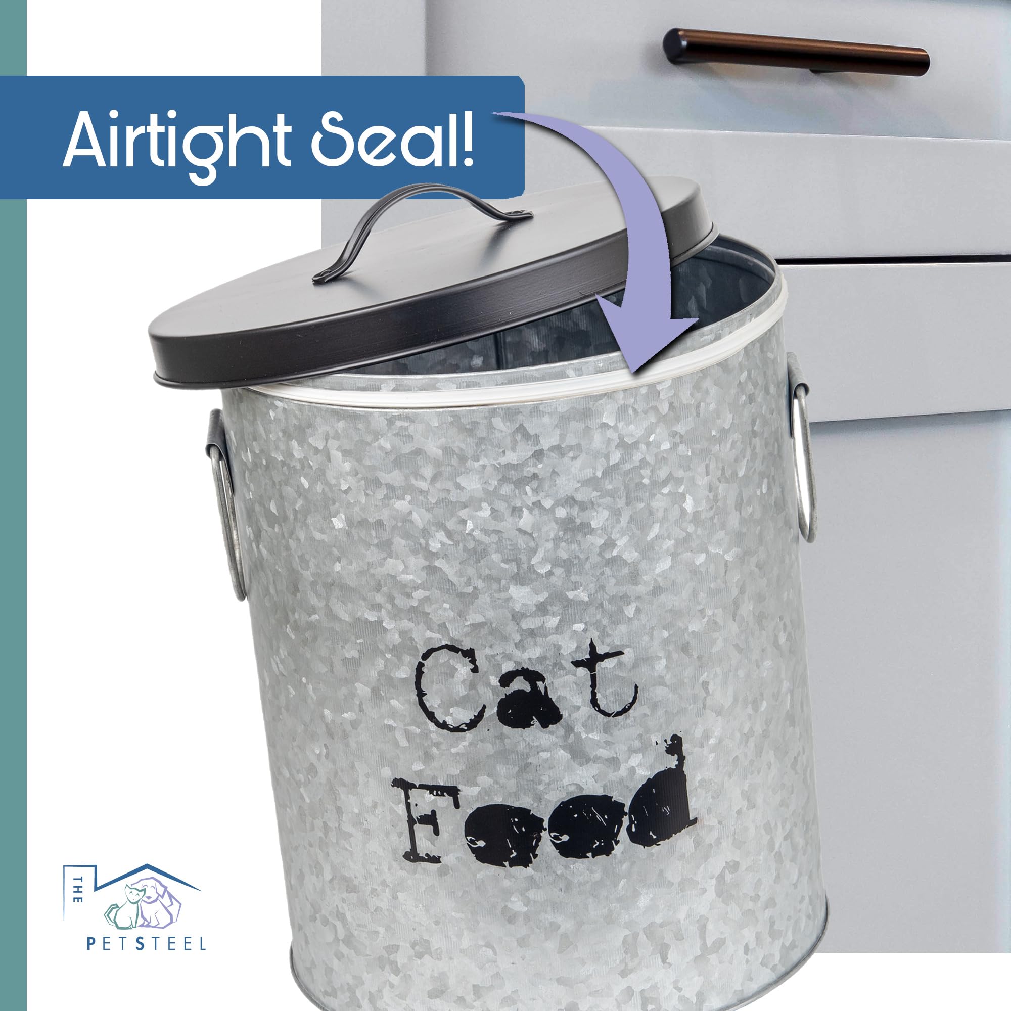 Recipiente mediano de almacenamiento de alimentos para mascotas de 40 libras con cuchara, duradero y hermético para mayor frescura, diseño minimalista y reciclable, enorme recipiente de