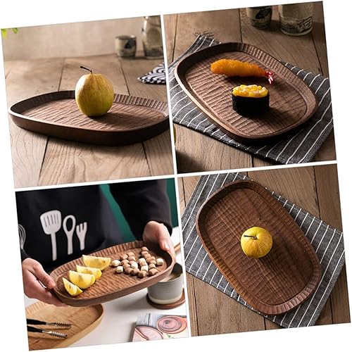 Miniatura 8 de Mobestech Bandeja de frutas de madera de nogal, placa de madera decorativa, fácil de combinar con decoración de cocina, bandeja para servir embutidos