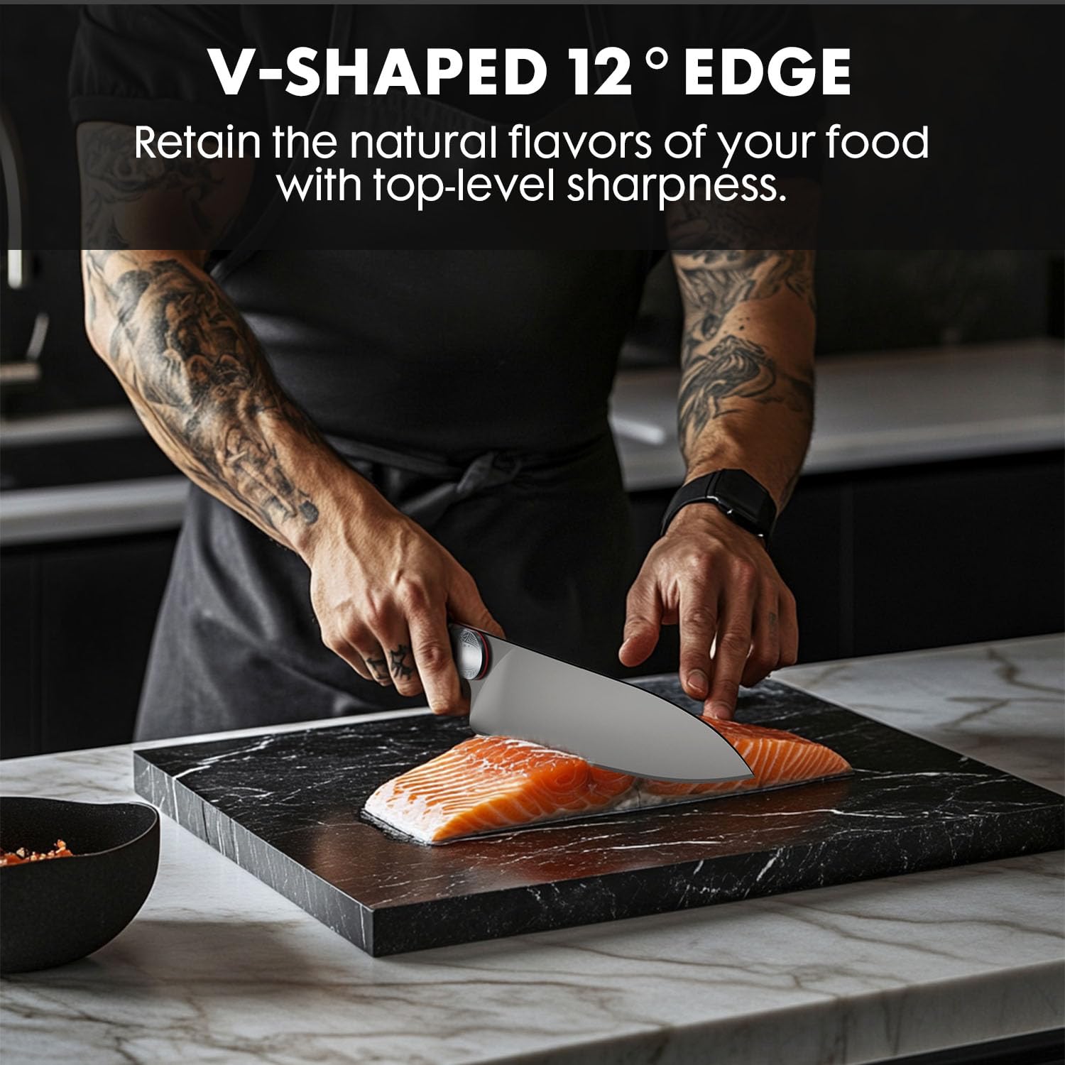 Japanese Chef Knife 8 Inch: ZDF-905 Powder Steel, Ultra Sharp Kitchen Knife, Full Tang Professional Chef Knife with Interchangeable Laser-Engraved Handles, Purism Series — Amazon image 7