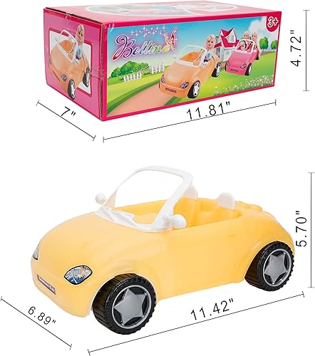Miniatura 7 de Coche convertible para muñecas, la luz del sol cambia de color, vehículo convertible de muñeca con cinturones de seguridad de trabajo, color
