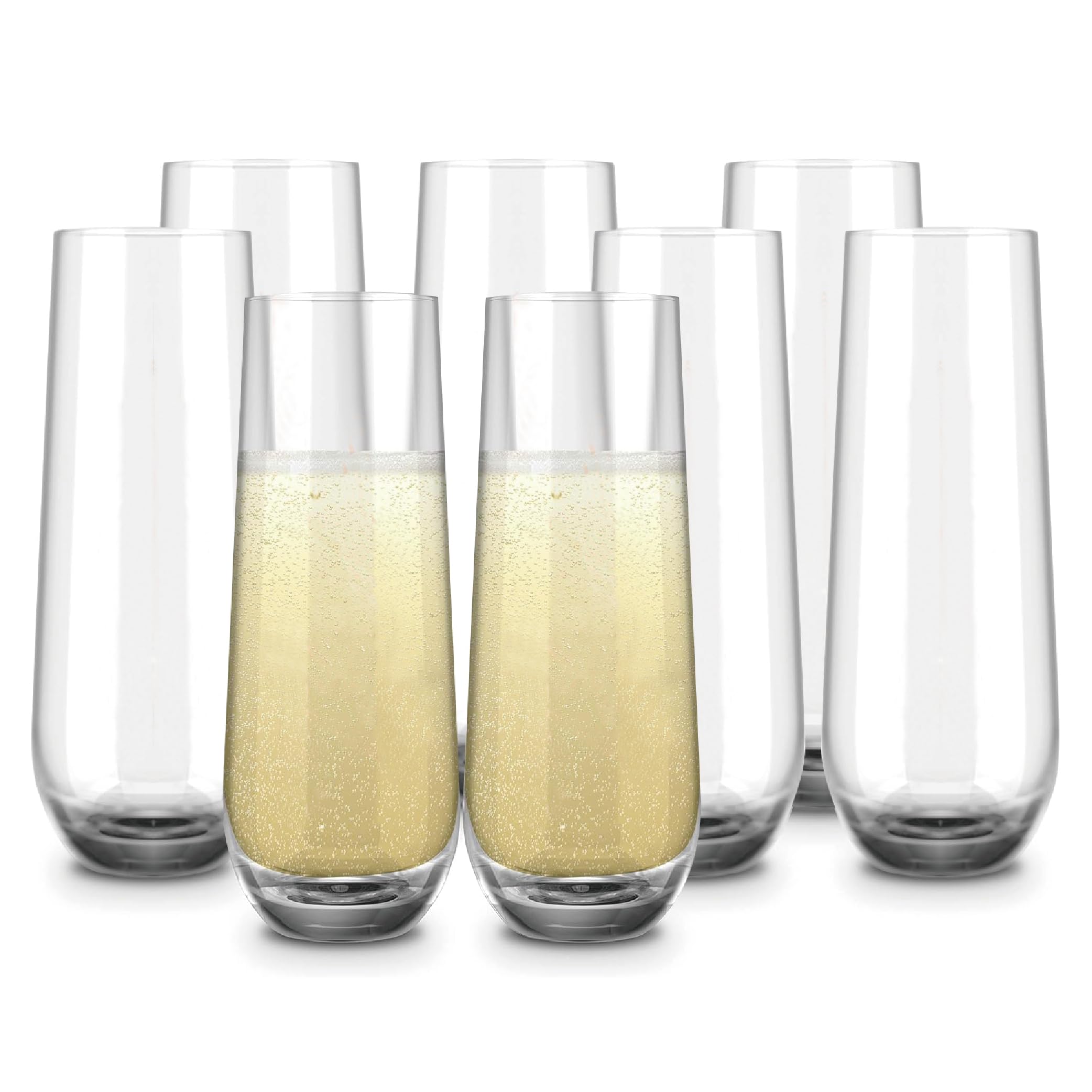 Copas de champán sin tallo, copas de champán, copas de mimosa, juego de 8
