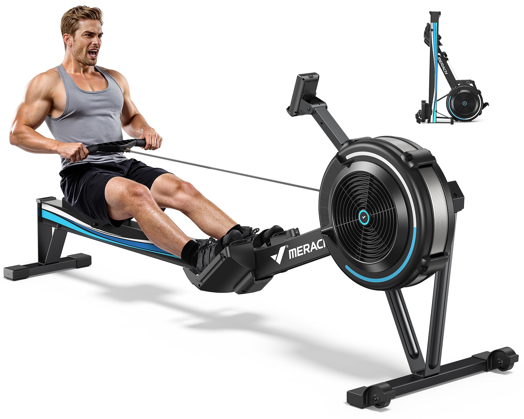 Vogatore Ad Aria MERACH Per Casa - Professionale Con App, 10 Livelli Resistenza, Pieghevole - Foto 12