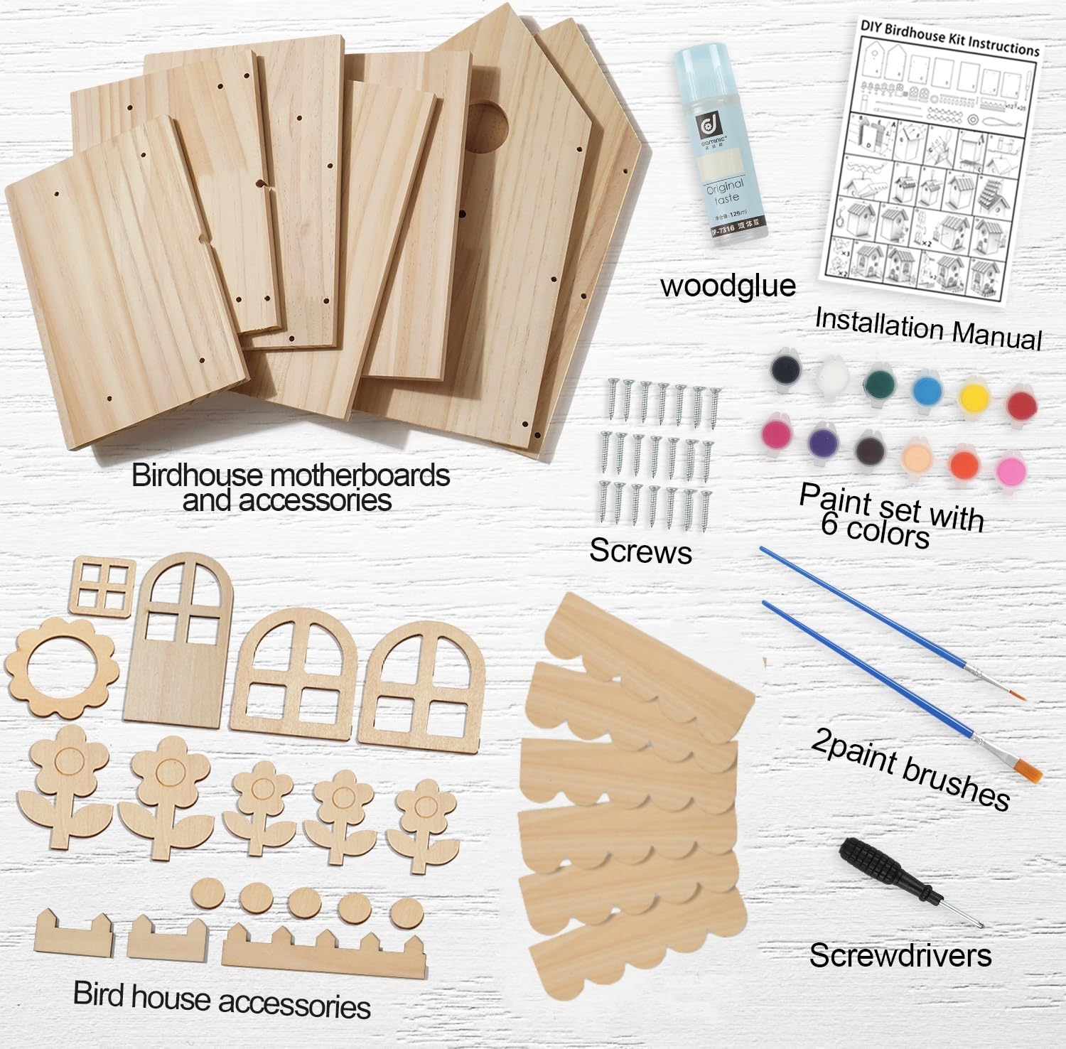 JAZUIHA Vogelhaus Bausatz XXL - DIY Holzhaus Bastel Set zum Zusammenbauen | Hängender Nistkasten für Garten, Hof, ideal für Dekoration und Geschenke. Perfekt zum Bemalen und kreativen Gestalten.