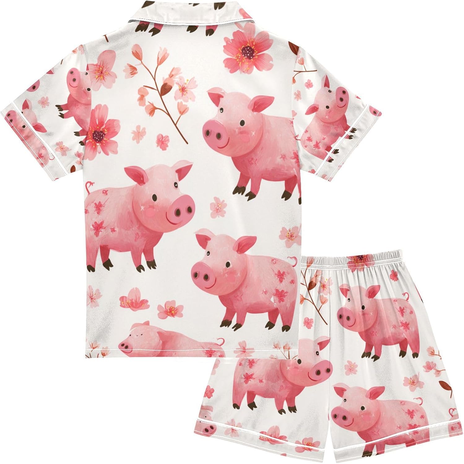 Silk Pajamas Sets Soft Satin 2 Piece Pjs Set Short Sleeve Sleepwear Nightwear