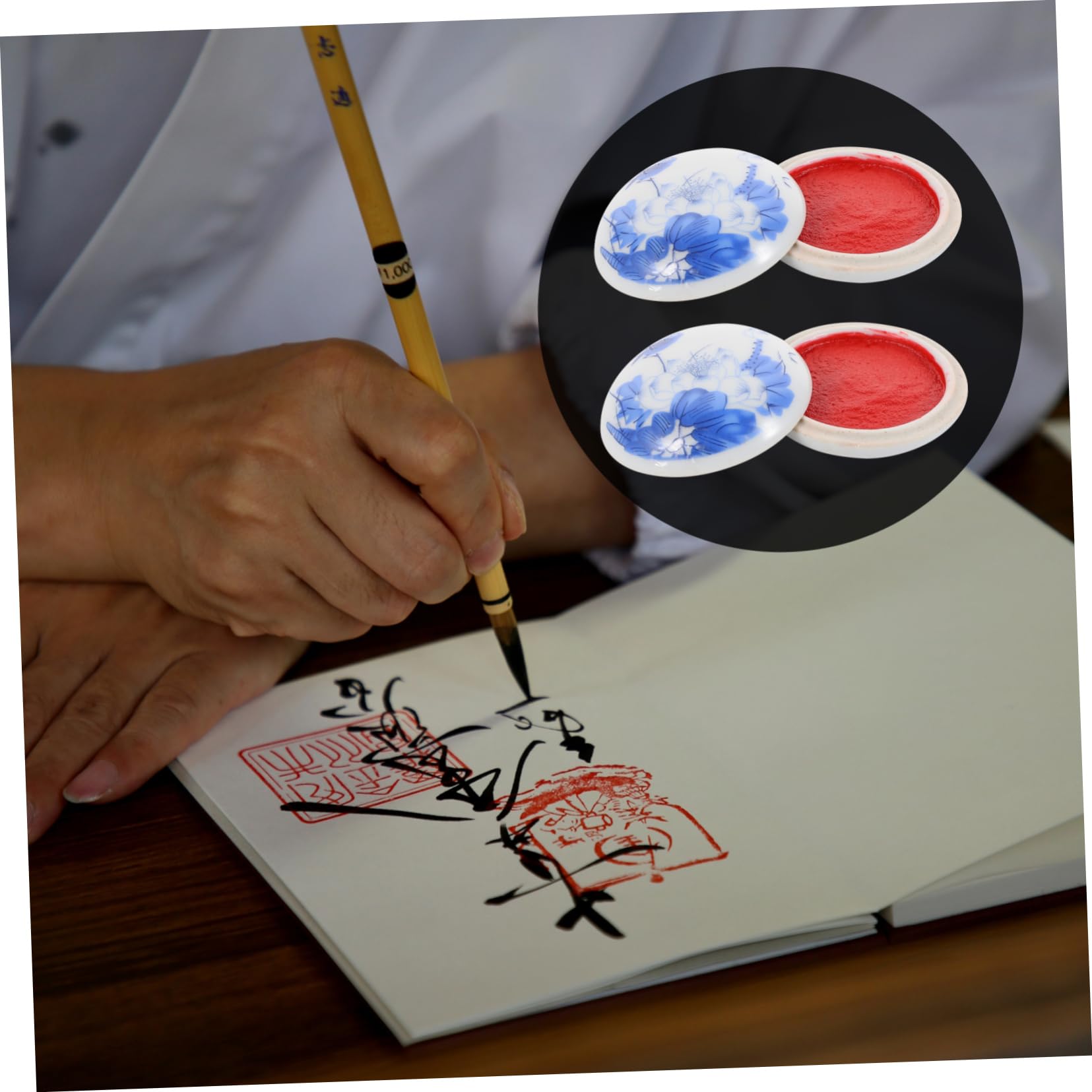Tofficu 2 Set Tampone di Inchiostro Timbro di Inchiostro Cinese Calligrafia Impronta Digitale Inchiostro A Pasta Rossa Inchiostro del Sigillo Cinese Rosso 2 Pezzi * 2