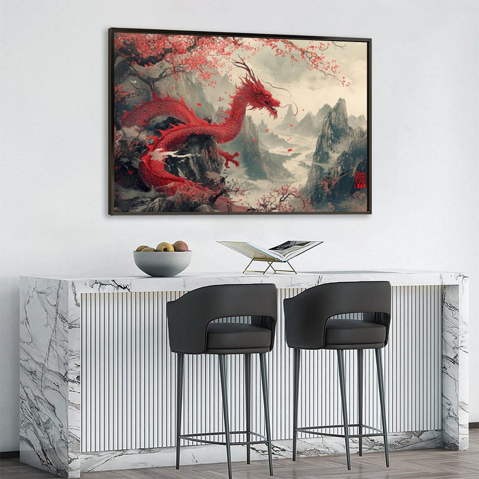 アルミ額付き水墨画 「龍」 人気 アルミ額付き水墨画「龍」