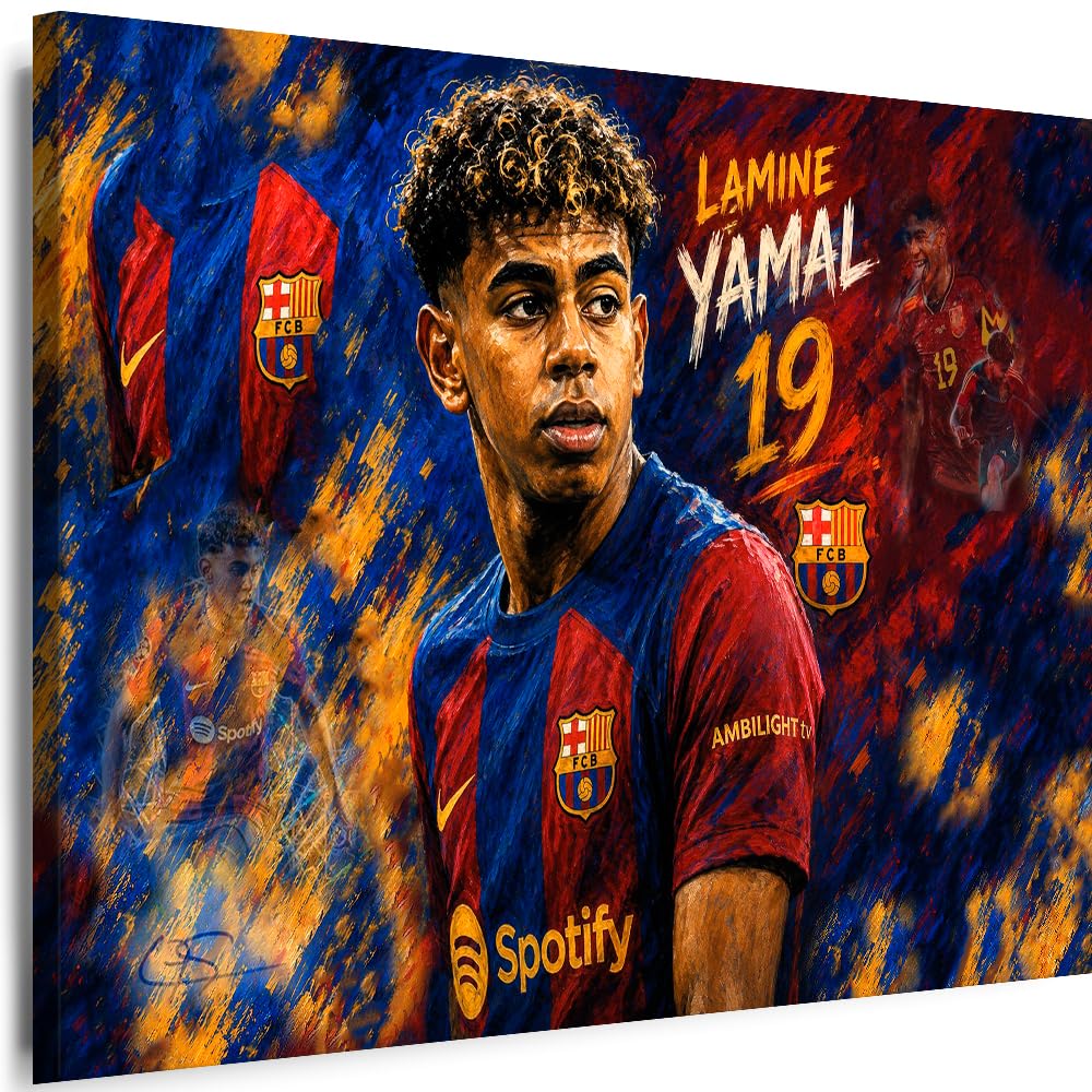 Leinwand Bild Lamine Yamal Fußball Spieler Sport Kunstdruck(120x80cm)