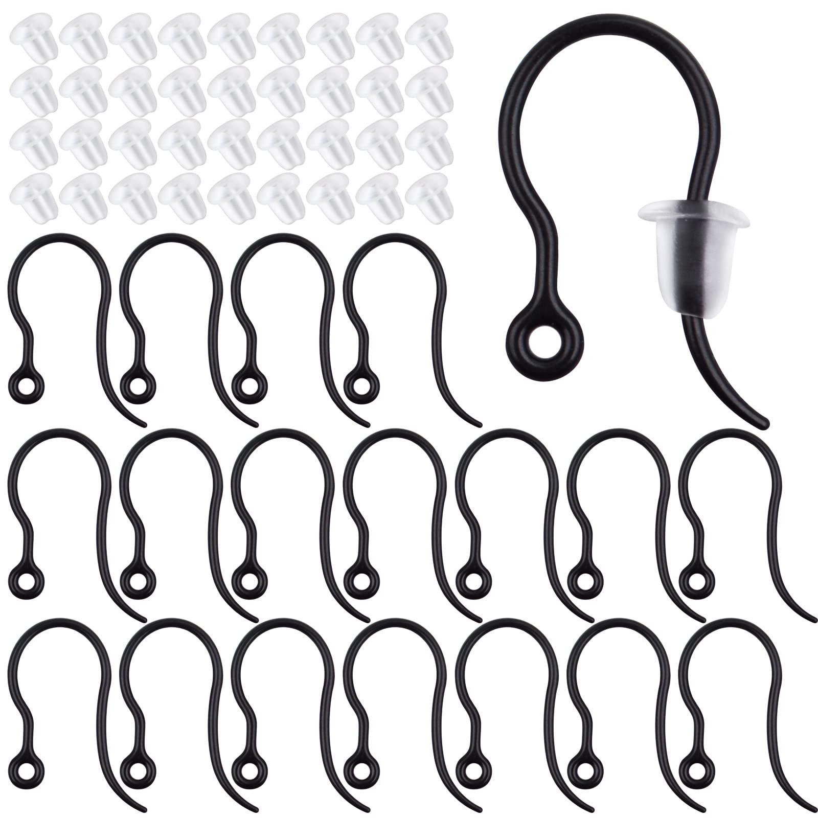 Fish Hook Convert Post Earrings To Wire 100pcs Black Plastic