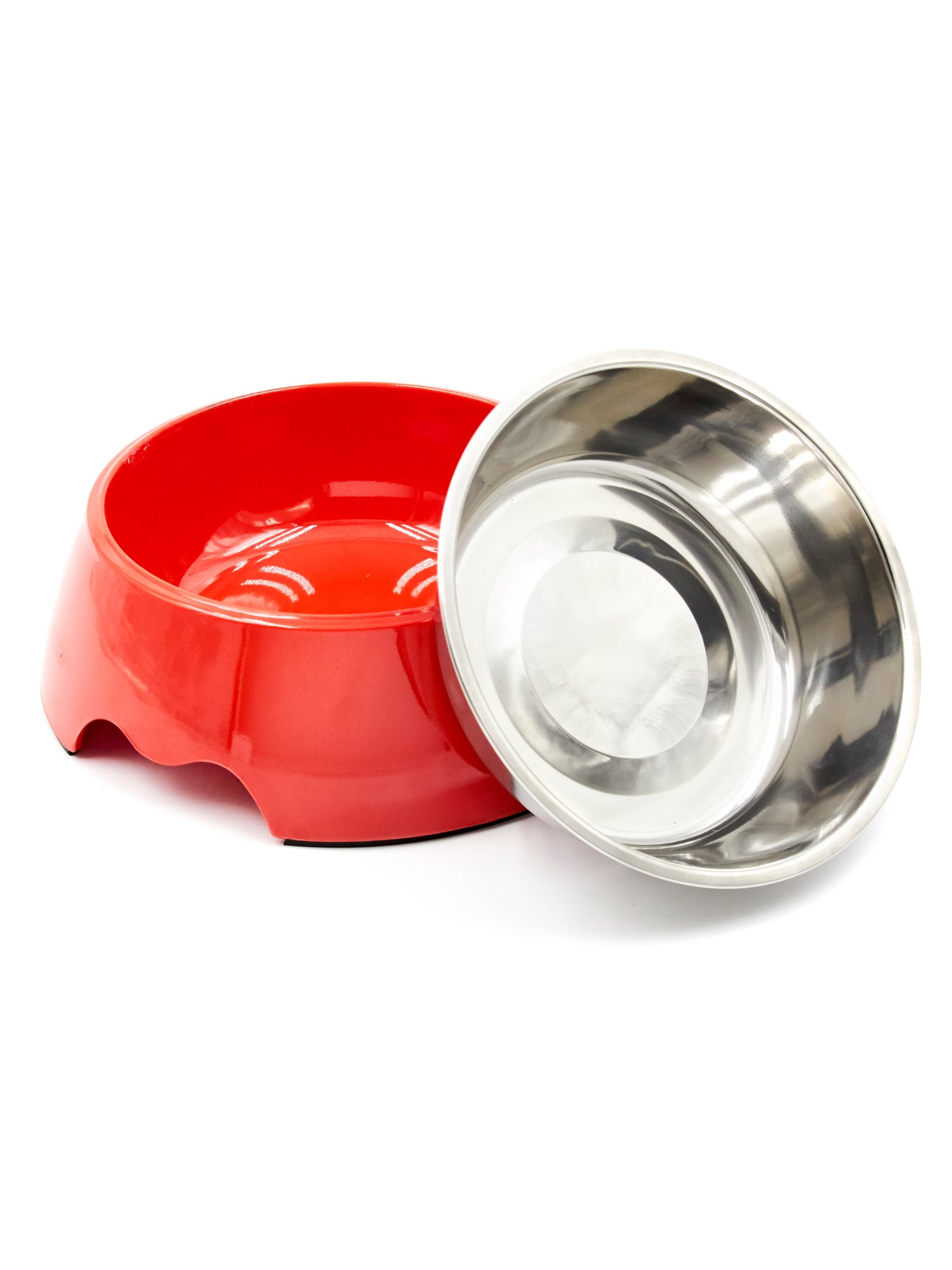 Creative Pet Group Murphy & Roxy Pet's Stainless Steel Bowl with Anti-Skid Rubber Feet, Red, Medium, Red
