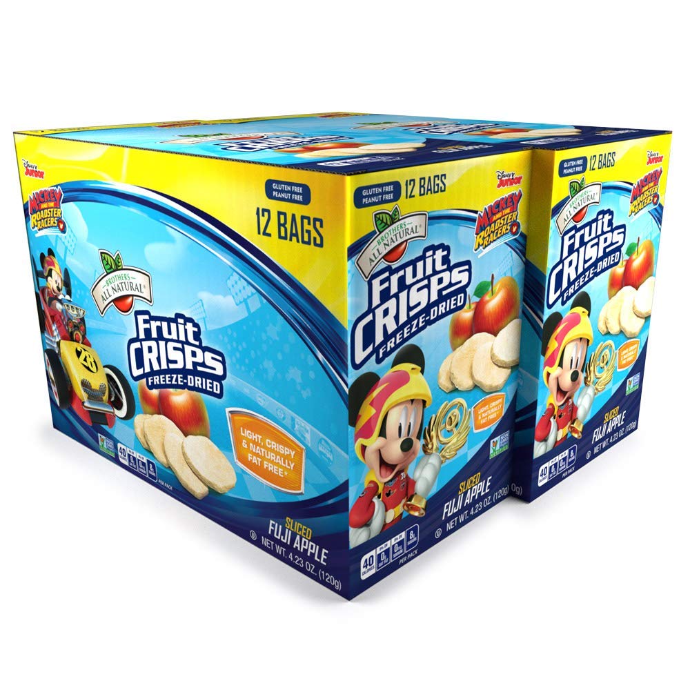 Brothers All Natural Disney Freeze Dried Fruit Crisps, Fuji Apple, 0.35 Oz (Pack of 24), Made with 100% Fruit, Gluten Free, Soy Free, Vegan, Heathy Snack, Lunch Box Ready