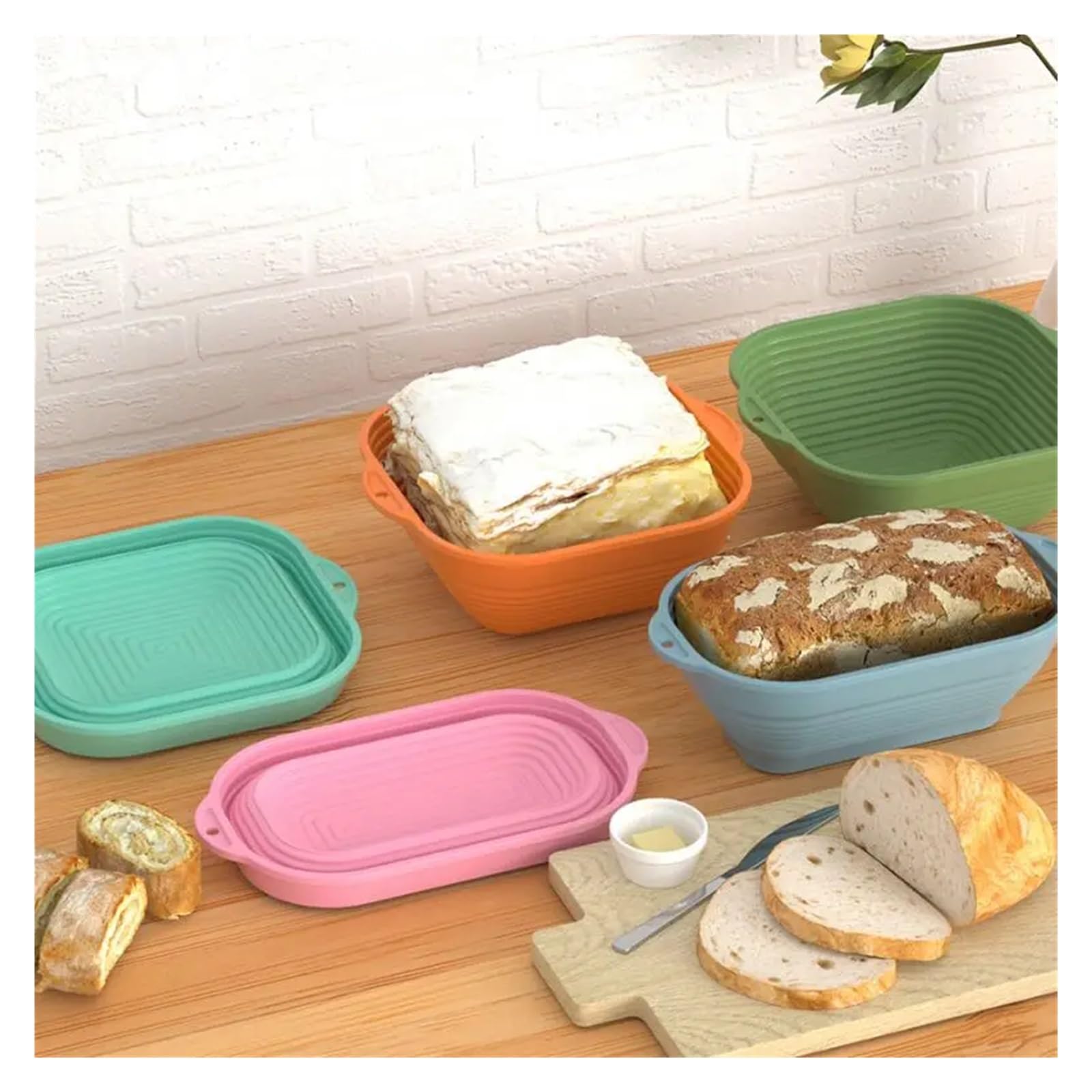 Cestino per la Prova del Pane, Cestino for la lievitazione del Pane Quadrato e Rettangolare Multicolore(Blue,Square)
