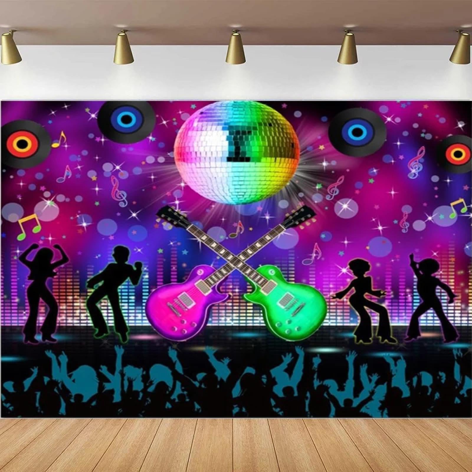 Fotografia Sfondo Rock Musica Danza Notte Neon Nel Buio Banner 70s 80s 90s Partito Sfondo Poster