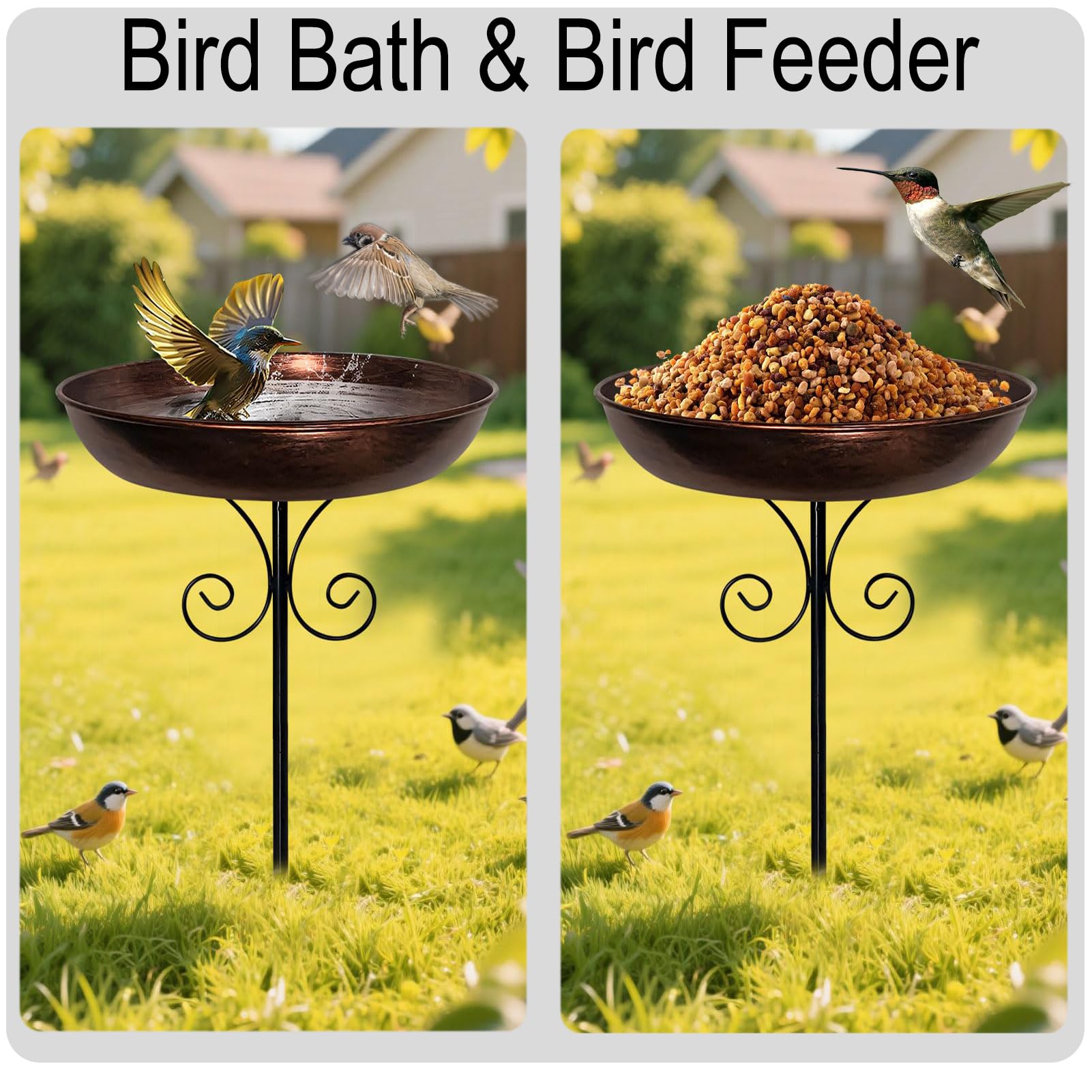 Vogeltränke Stehend, Vogeltränke Garten, Antike Bronze 31.8In Metall Vogelbecken Schüssel Wassertränke für Vögel für Wildvögel Wassertränke, Vogelbad, Balkon, Garten