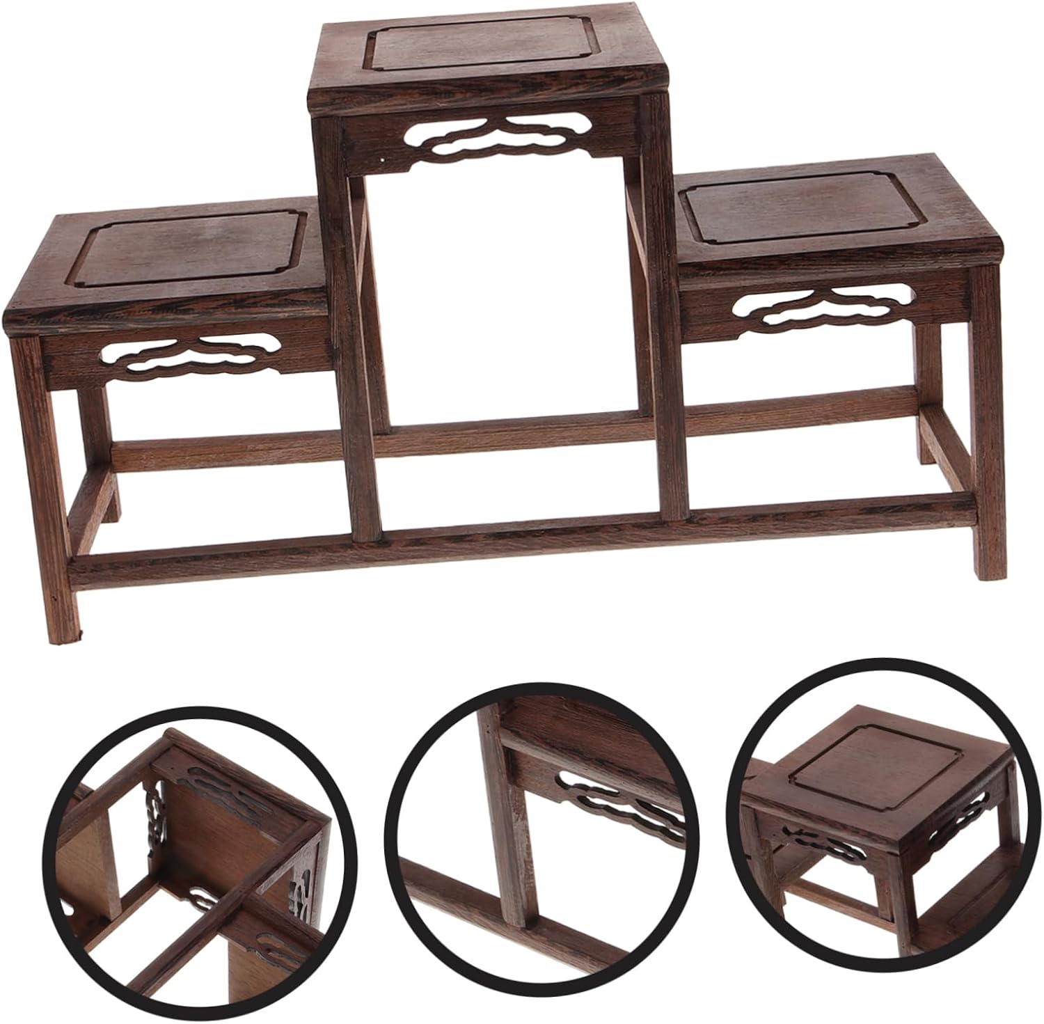 Ciieeo Antique Style Wooden Display Stand for Tea Set Small Plant Curio Display