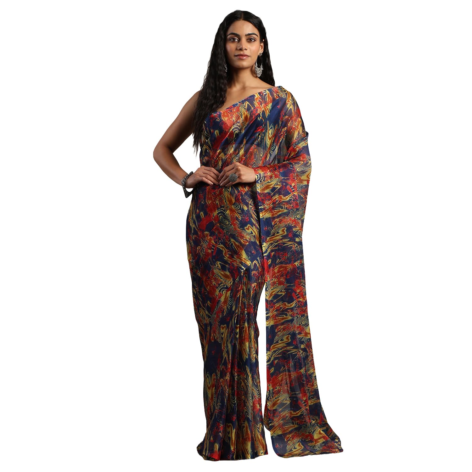 Chiffon Floral Print Saree-image-37