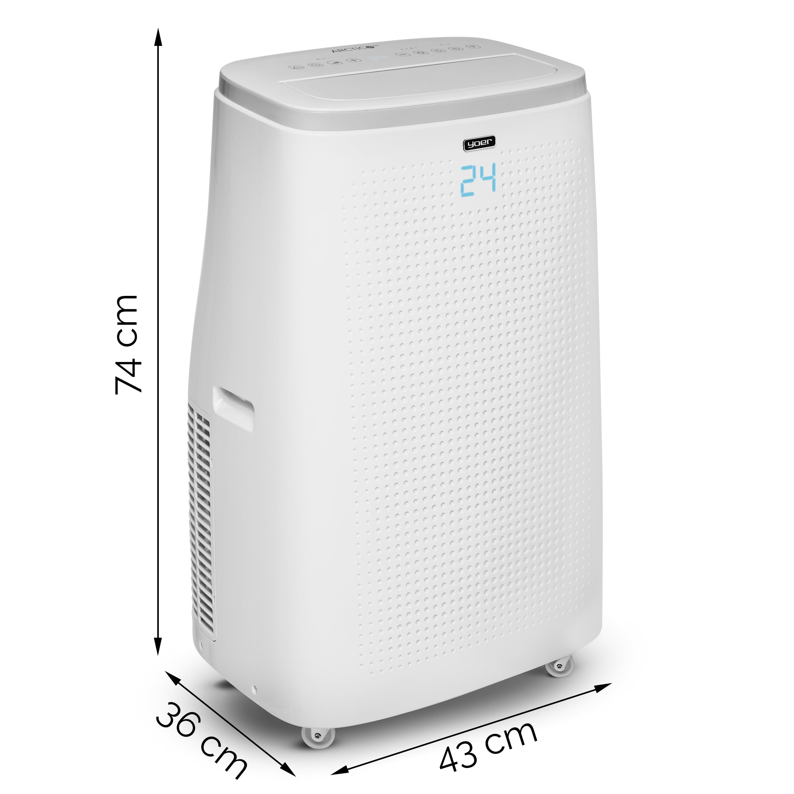 Yoer Mobile Klimaanlage, 16000 BTU, 4,7kW, 54 dB leise, 4-in-1 Kühlen Heizen Entfeuchten und Lüften, Raumgröße bis 75 m², WLAN, Fernbedienung, Arctico Pro PAC02W, weiß