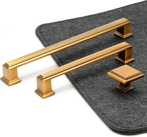 Miniatura 4 de COTYKILEY Paquete de 6 tiradores de latón cepillado envejecido de 7.5 pulgadas (7.559 in) de latón vintage para gabinetes de cocina, manijas de
