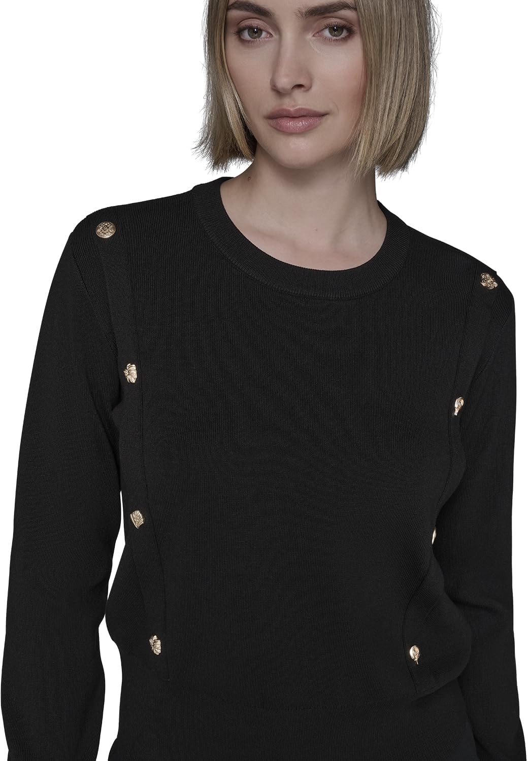 Karl Lagerfeld Womens Long Sleeve Crewneck Cropped Essential Sweater - Image 2