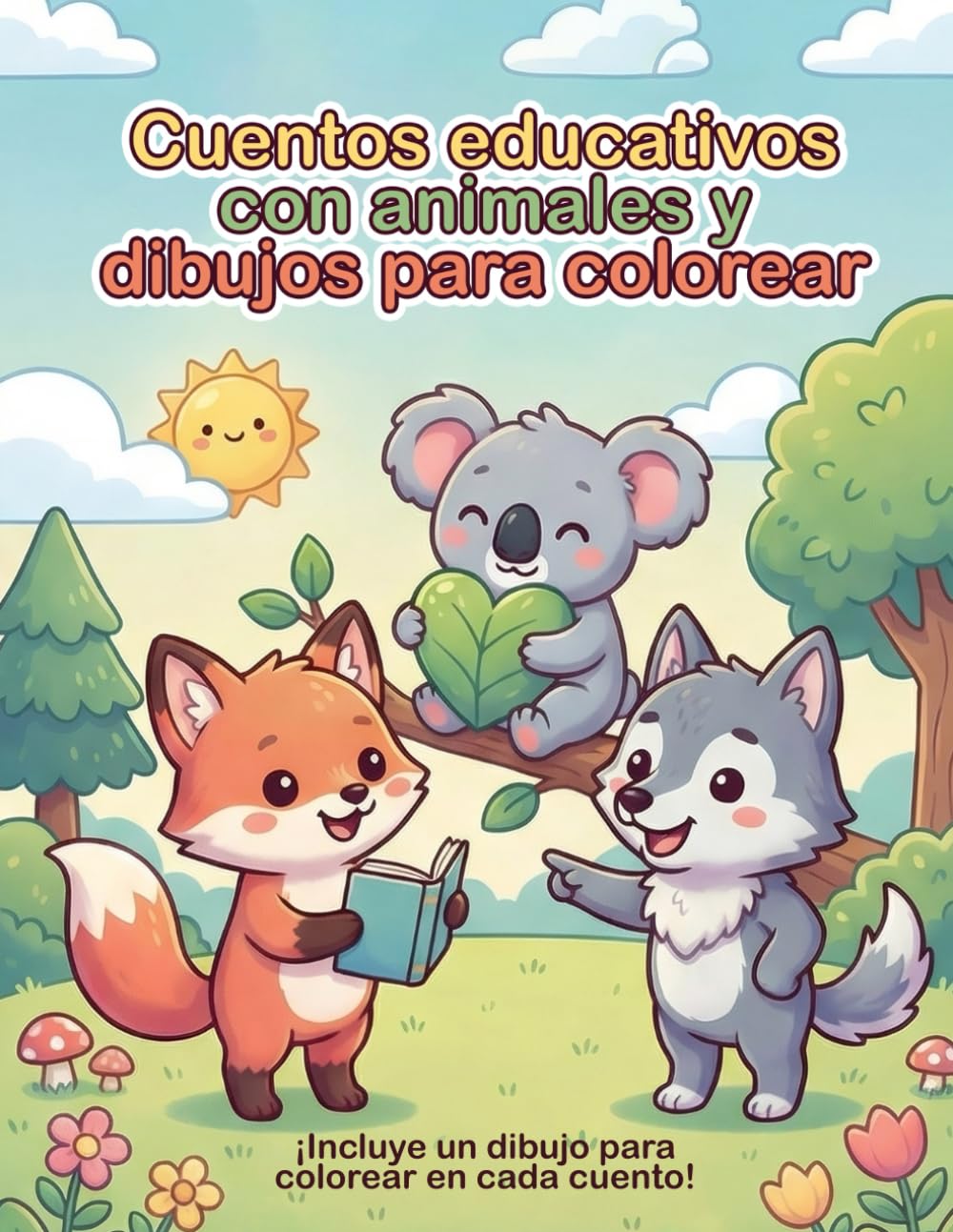 Cuentos educativos con animales y dibujos para colorear