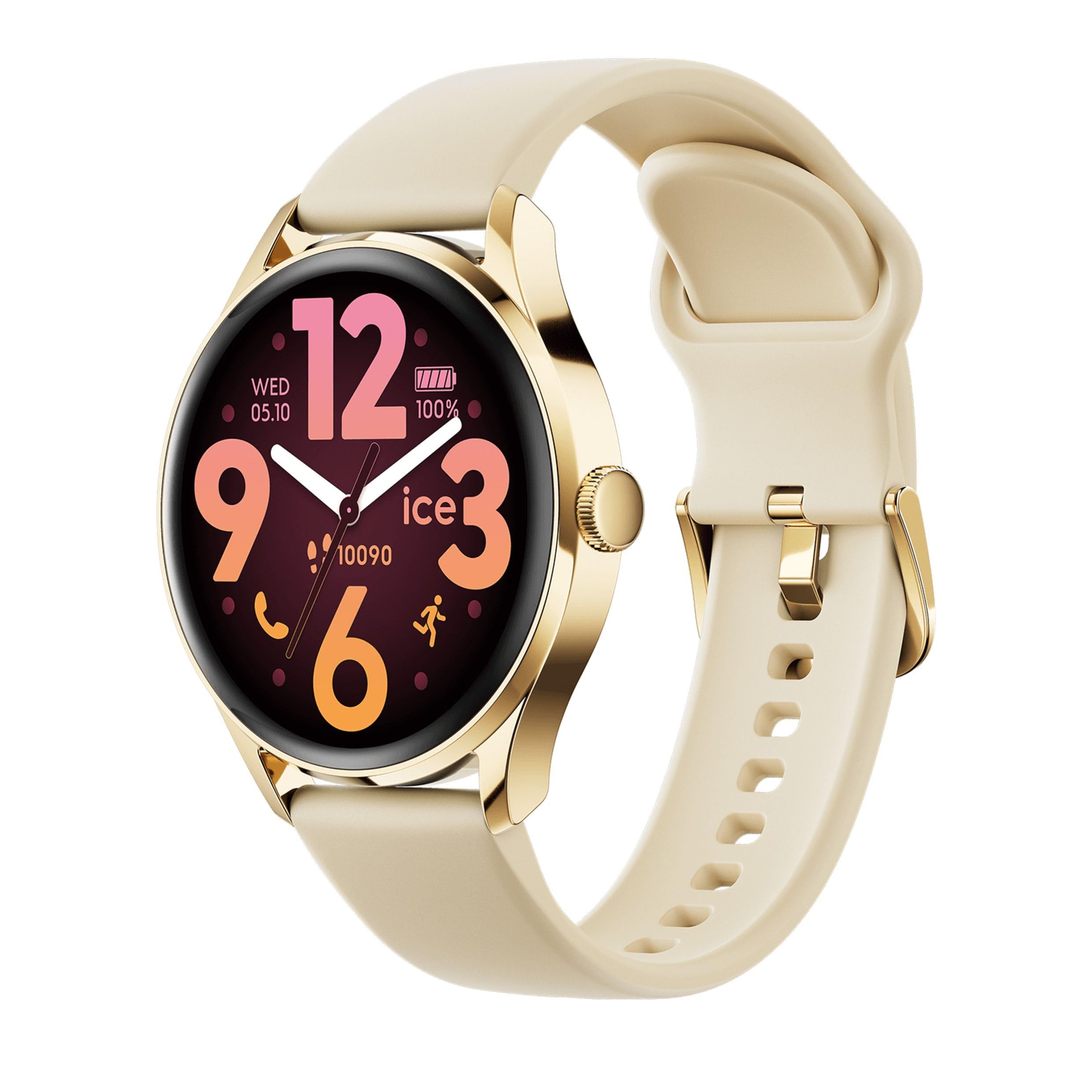 Ice-Watch - Ice smart 3.0-1.2 Gold Beige AMOLED GPS - Gold runde verbundene Uhr für Damen mit Silikonarmband - 025115 (1.20 Zoll)