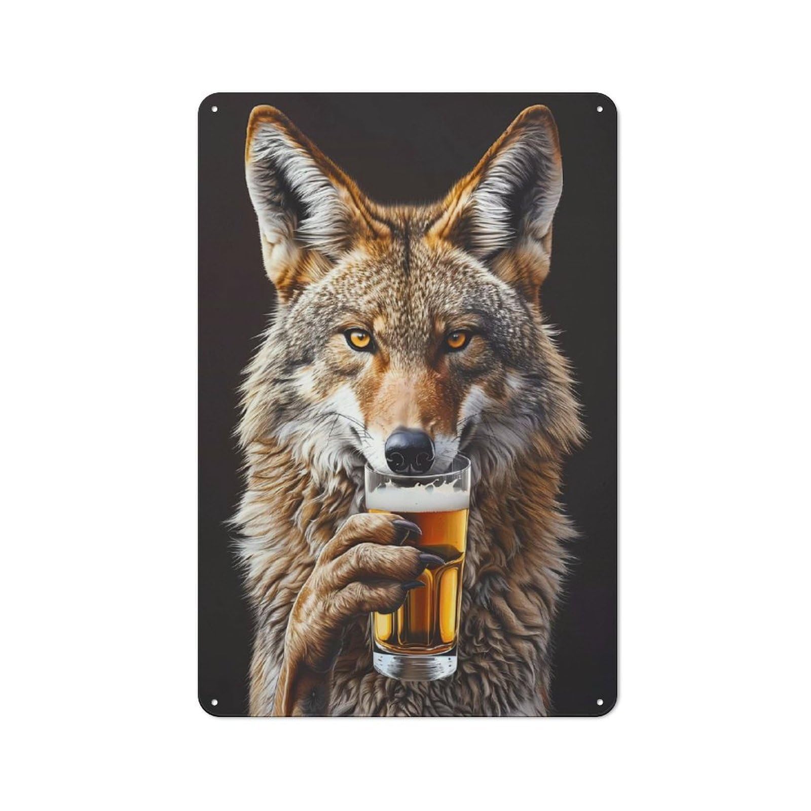 Junmoney Style-20 Retro Metal Wall Sign 30X20cm With Coyote Beer For Hallway Wall, Suited To Hallway Decor Lovers
