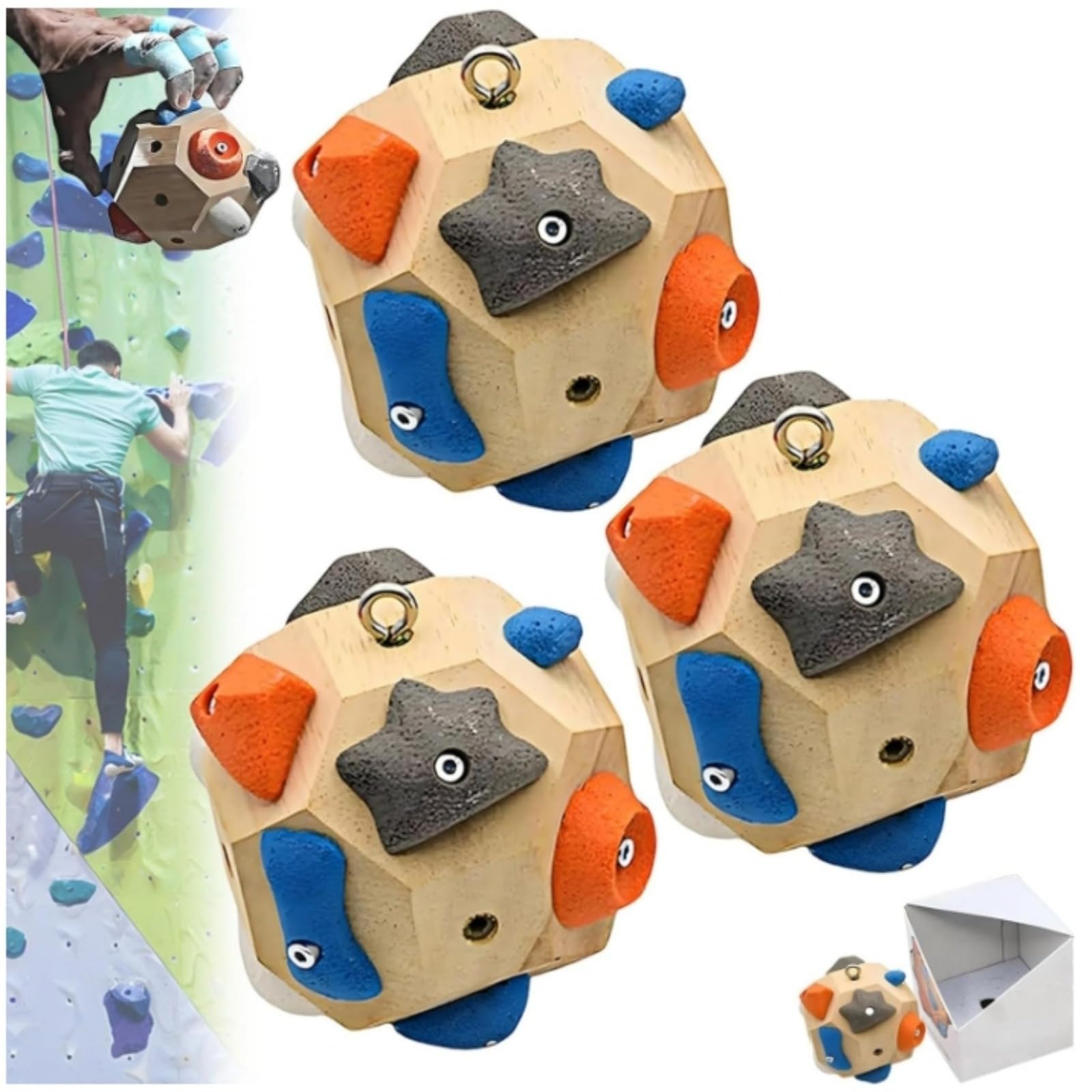 Handcrafted Boulder Blocks,Build Strength and Precision,Finger Training Tool for Climbers,Boulder Ball 3D Climbing Ball Rock Climbing Training Balls, Train Hand Strength, Gifts for Rock Climbers