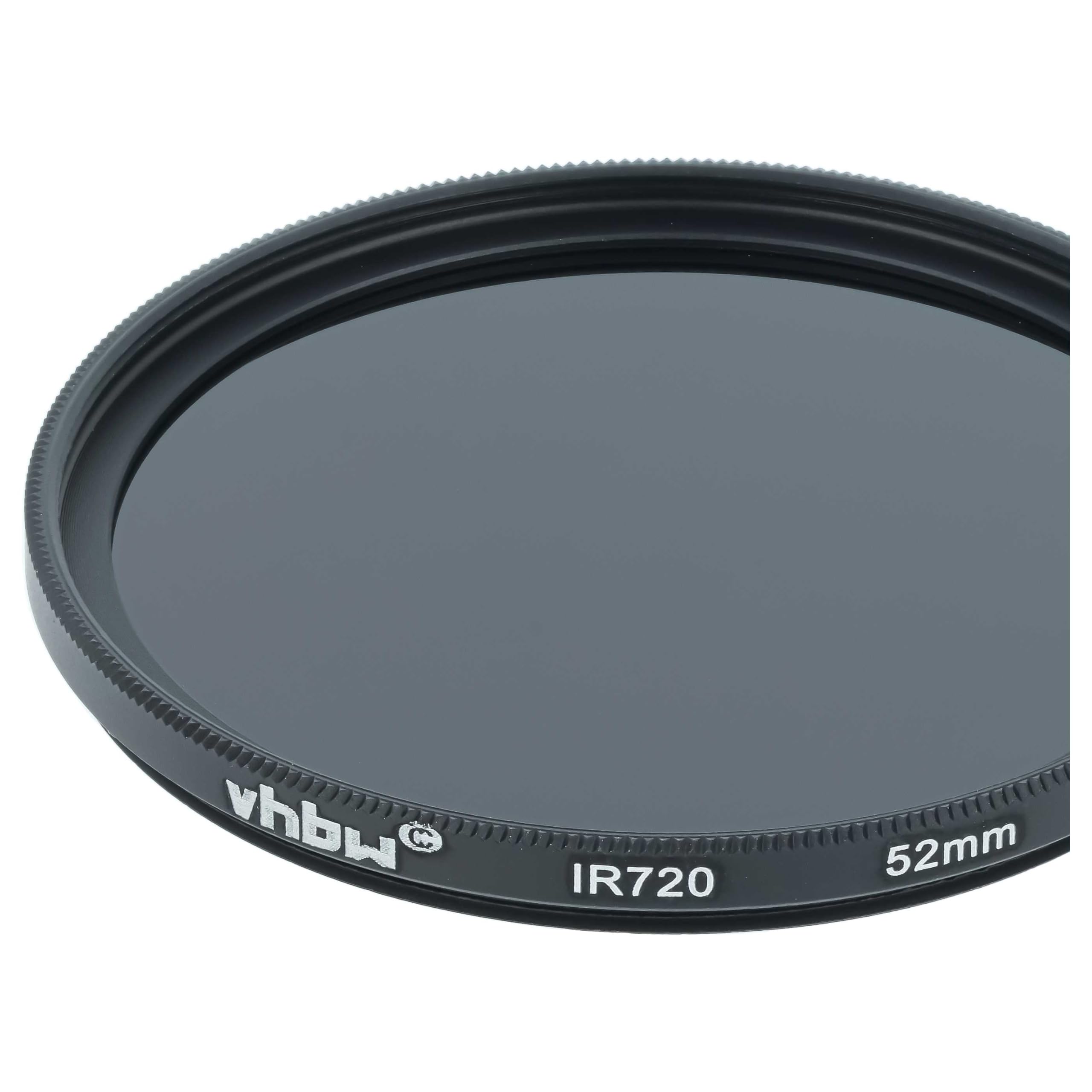 vhbw Universal Infrarot Filter 720nm für kompatibel mit Kamera Objektiven mit 52mm Filtergewinde - Zirkularer IR-Filter, Schwarz
