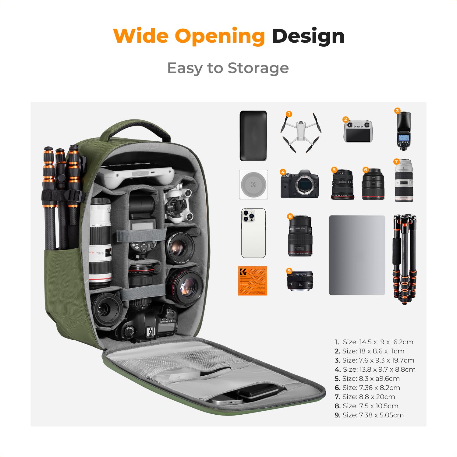K&F CONCEPT Twarda torba na lustrzankę cyfrową z kieszenią na laptopa 15,6" i osłoną przeciwdeszczową, plecak na aparat kompatybilny z dronem Canon/Nikon/Sony/DJI Mavic