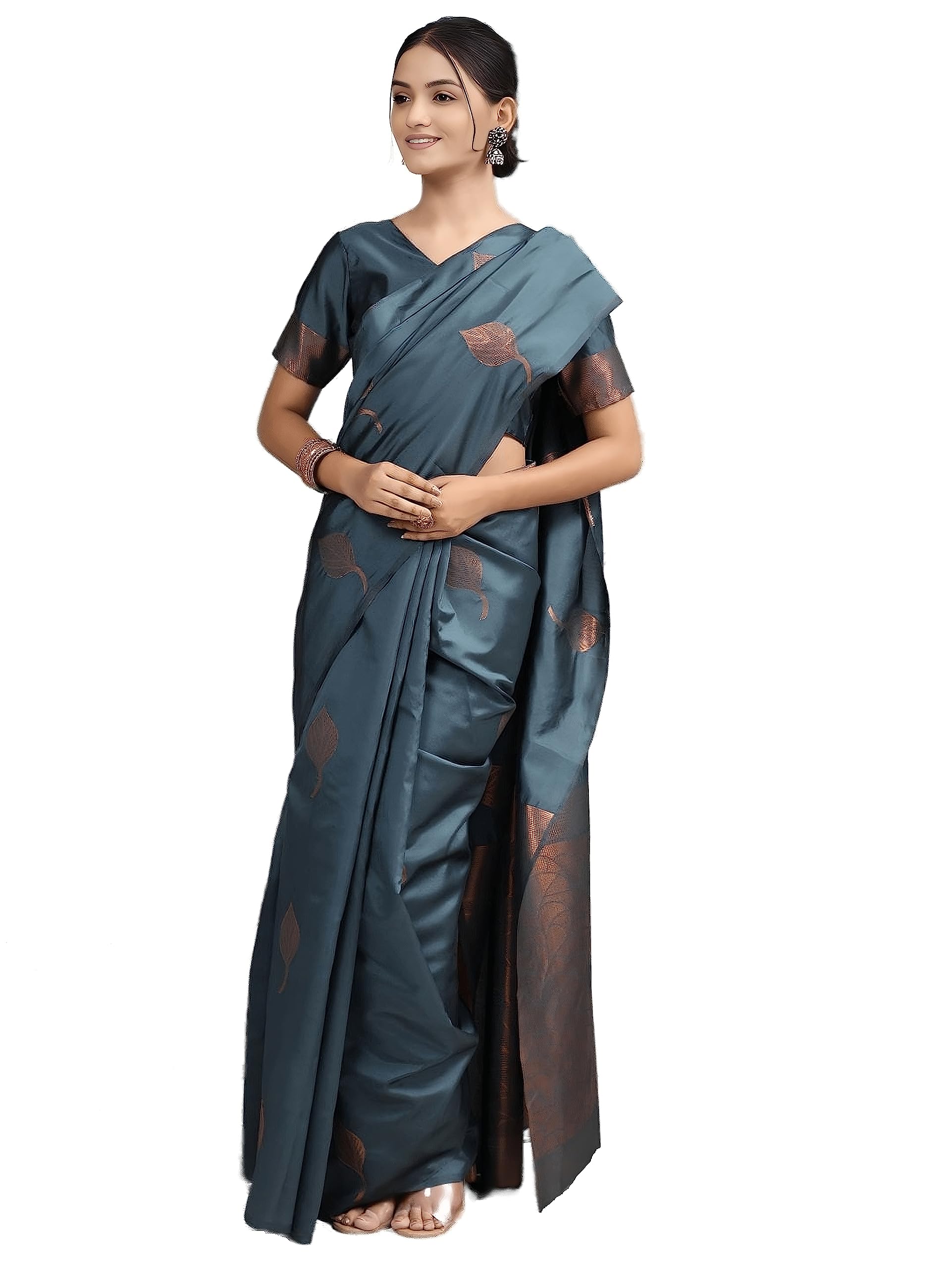 SidhidataTextile Women's Banarasi Soft Silk Saree With Unstitched Blouse Piece (Free Size)