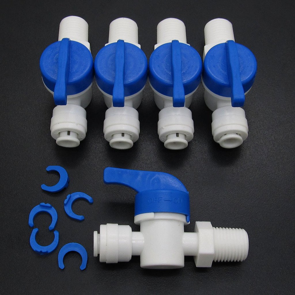 5 PCS OD Tube Ball Valve Quick Connect Fitting 1/4" RO Water System