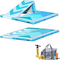 Vista 12 de SOLSTICE Muelle inflable clásico para 10 personas, plataforma flotante de balsa de agua, 10 pies x 10 pies, diversión al aire libre para lago, río