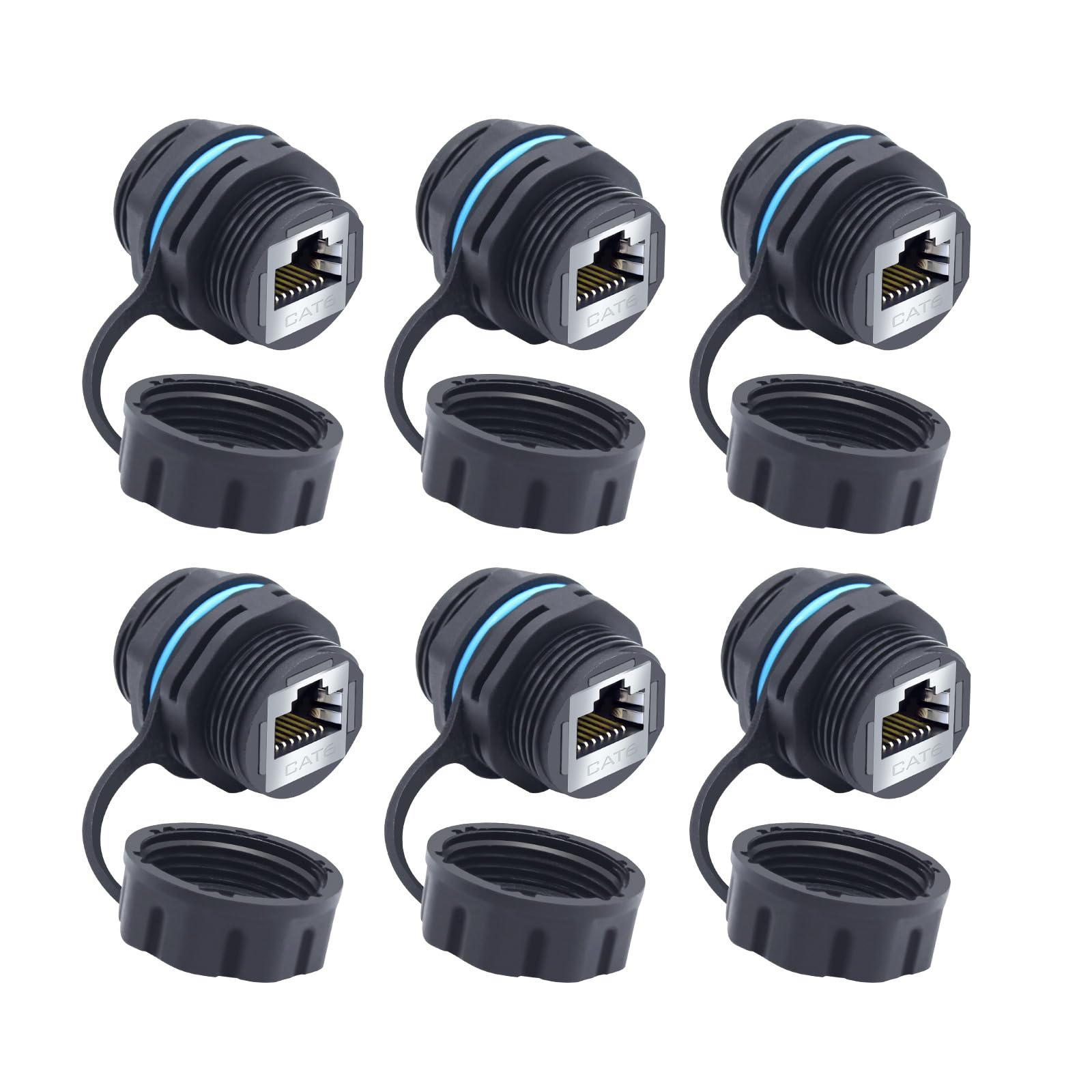 YIOVVOM RJ45 CAT6 Panel Mounting Shielded Waterproof Connector Cat5/5e/6 Female to Female 8P8C Ethernet LAN Cable Coupler Double Head Adapter with