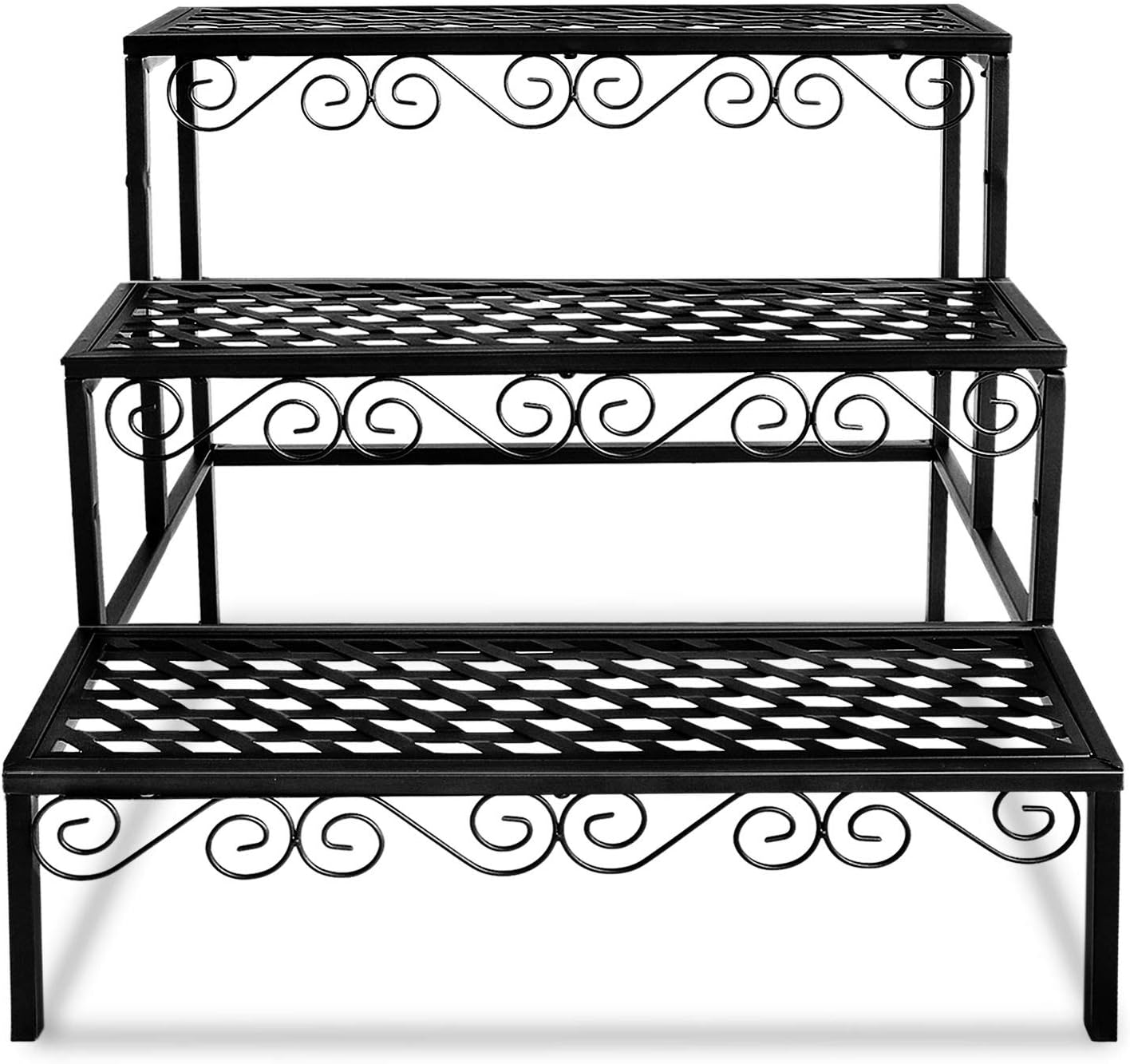 FOYUEE Tiered Plant Stand Outdoor Metal 3 Tier Stands for Multiple Plants Ladder Potted Indoor Shelf Holder Rack