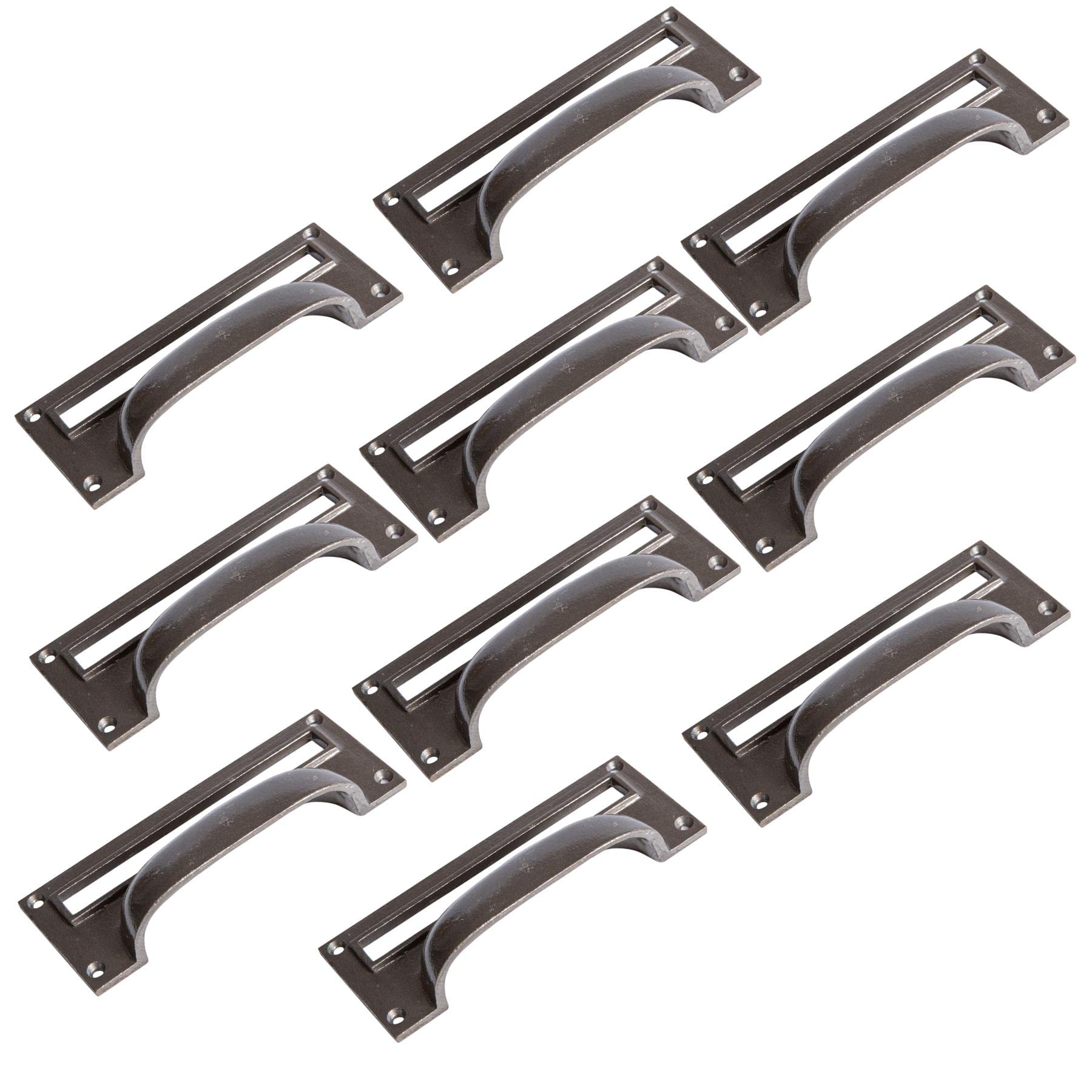 Hammer And Tongs Raw Filing Cabinet Drawer Handles With Card Frames - W130mm X H50mm - Pack Of 10 - Home Storage Cupboard Handle Door Knob Cabinet Pull Handles With Screws Included