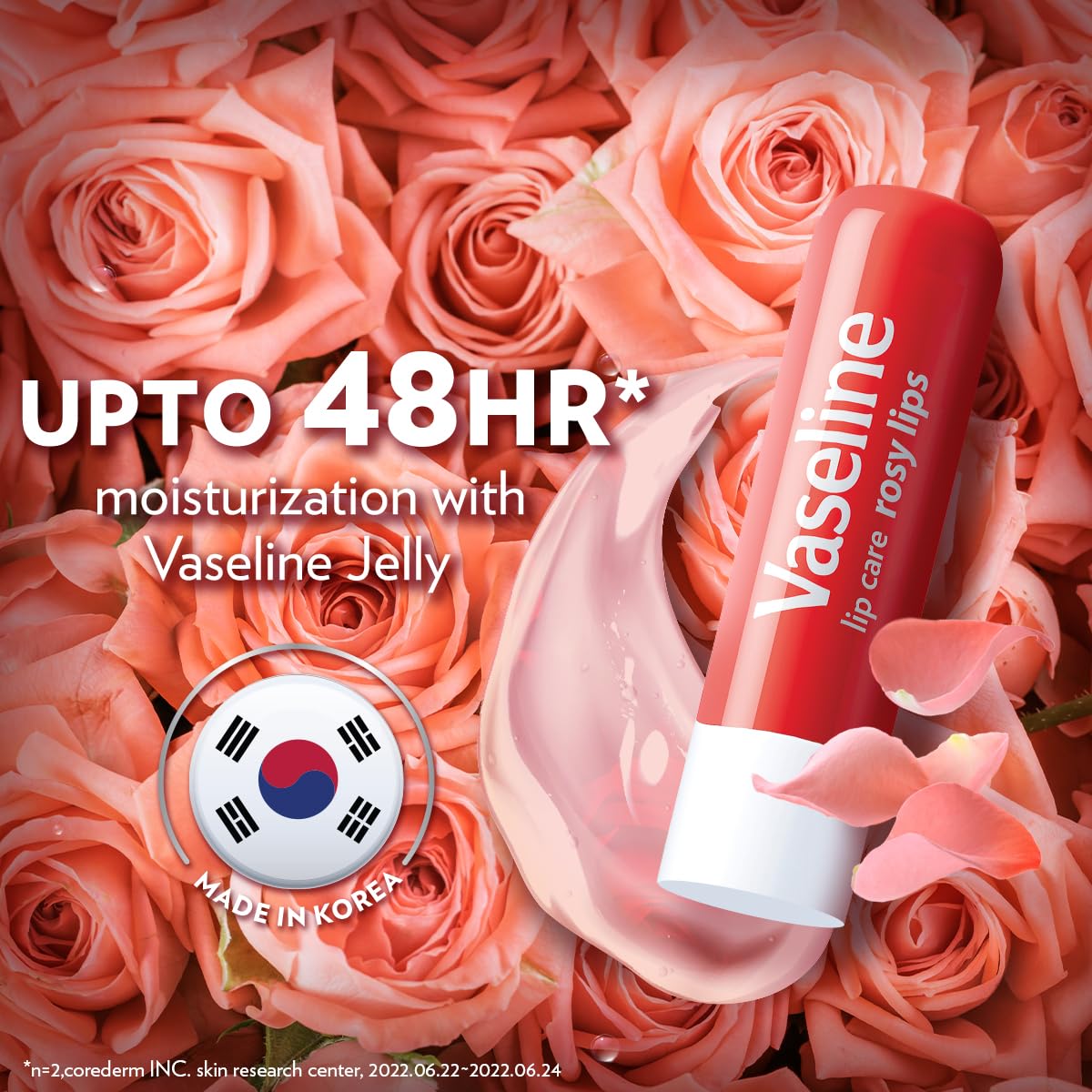 Vaseline Lip Care | Rosy Lips Tinted Lip Balm Stick | up to 48Hr moisturization | with almond oil & rose extract | made in South Korea | 4.8g 4