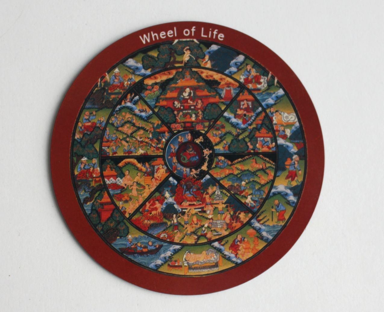 Himalayan Maphouse Buddhist Sacred And Auspicious Round Magnet Wheel Of Life 7.3Cm