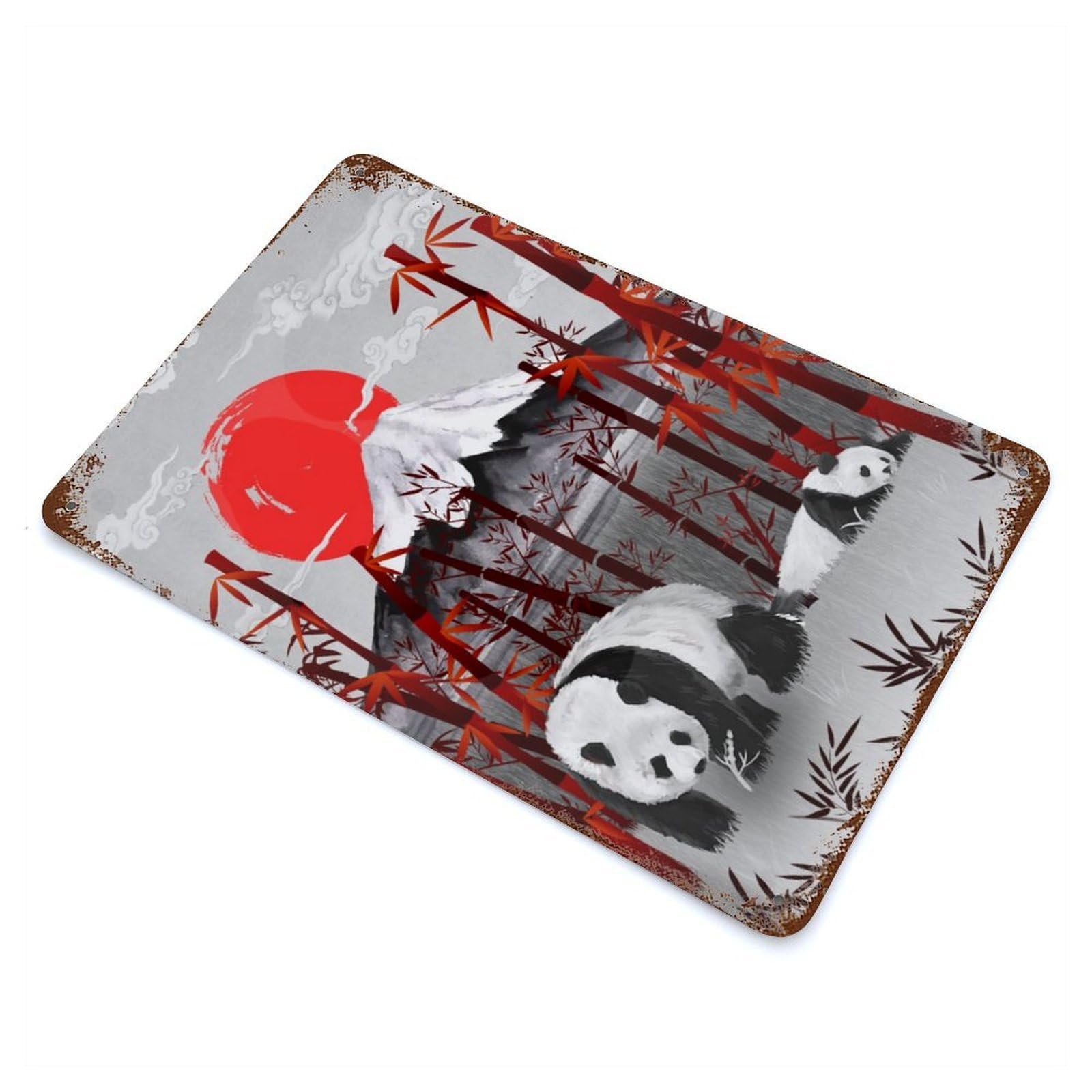 Rust Effect Panda On Vacation Vintage Rust Metal Sign 11.8"x7.9", Farmhouse Wall Decor for Farmhouse, Kitchen And Entryway Decor