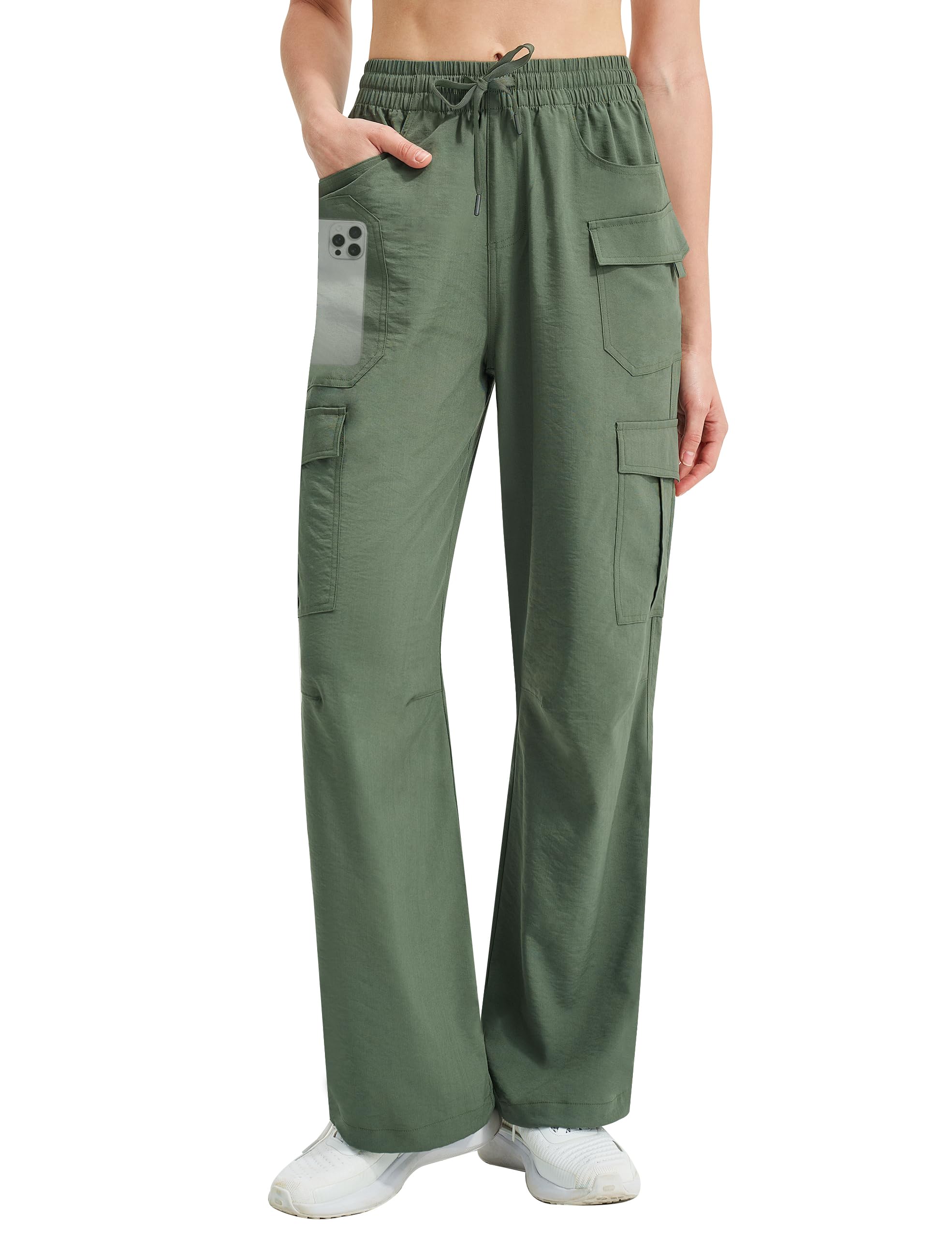 Women's Cargo Hiking Pants Lightweight Casual Quick Dry Straight Leg Camping Travel Pant for Work Golf with Multi-Pocket