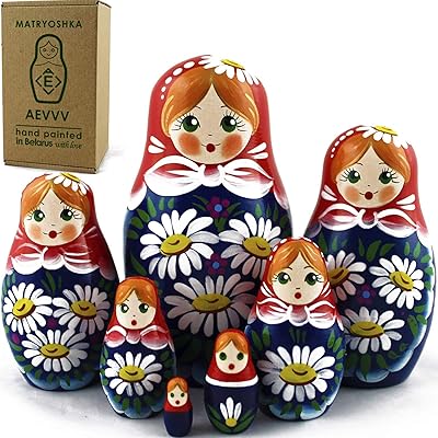 5 Poupées Russes Matriochka - Peintes à La Main - Hauteur 18 Cm - Artisanat Russe