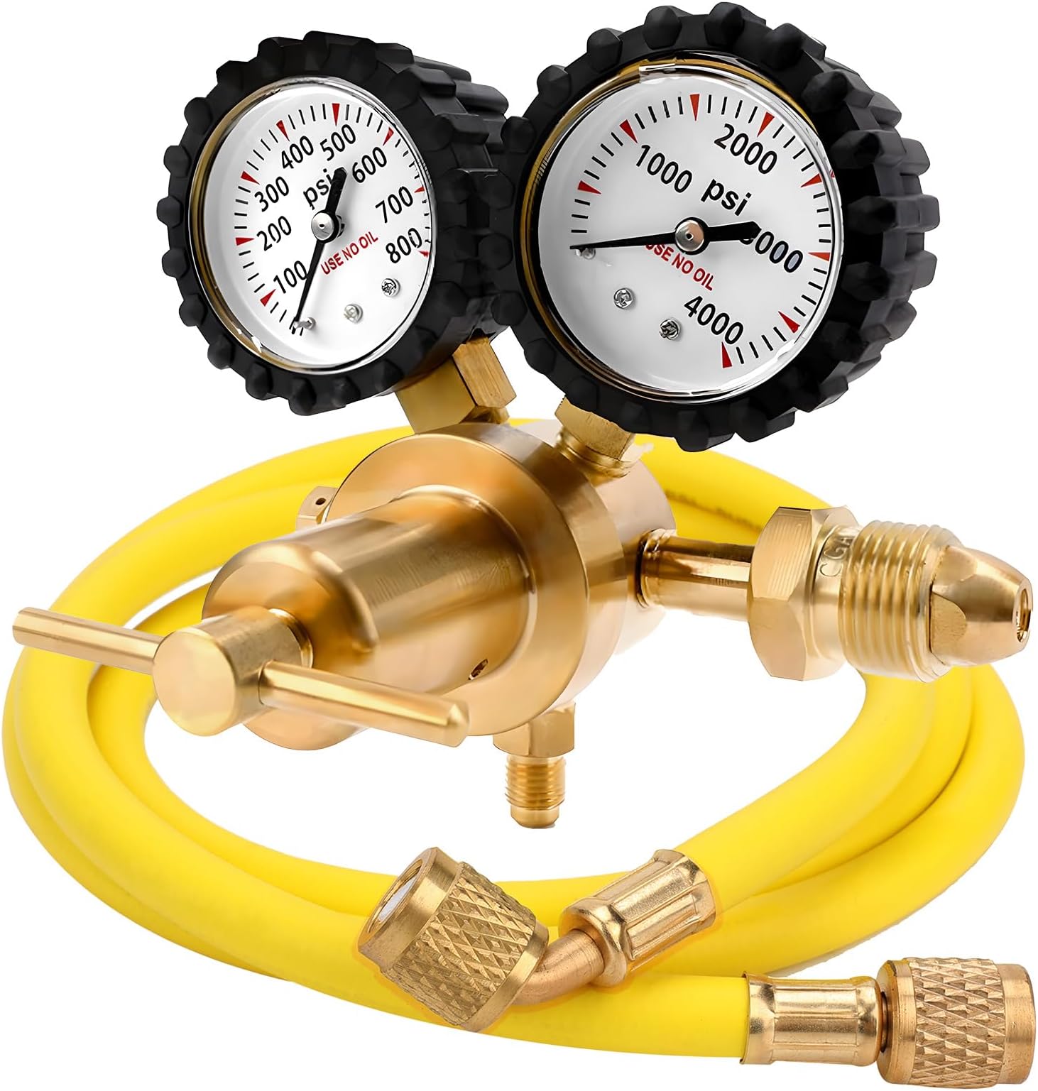 Nitrogen Regulator with 0-800 PSI Delivery Pressure, 60" Hose CGA580 Inlet Connection and 1/4'' Male Flare Outlet Connection